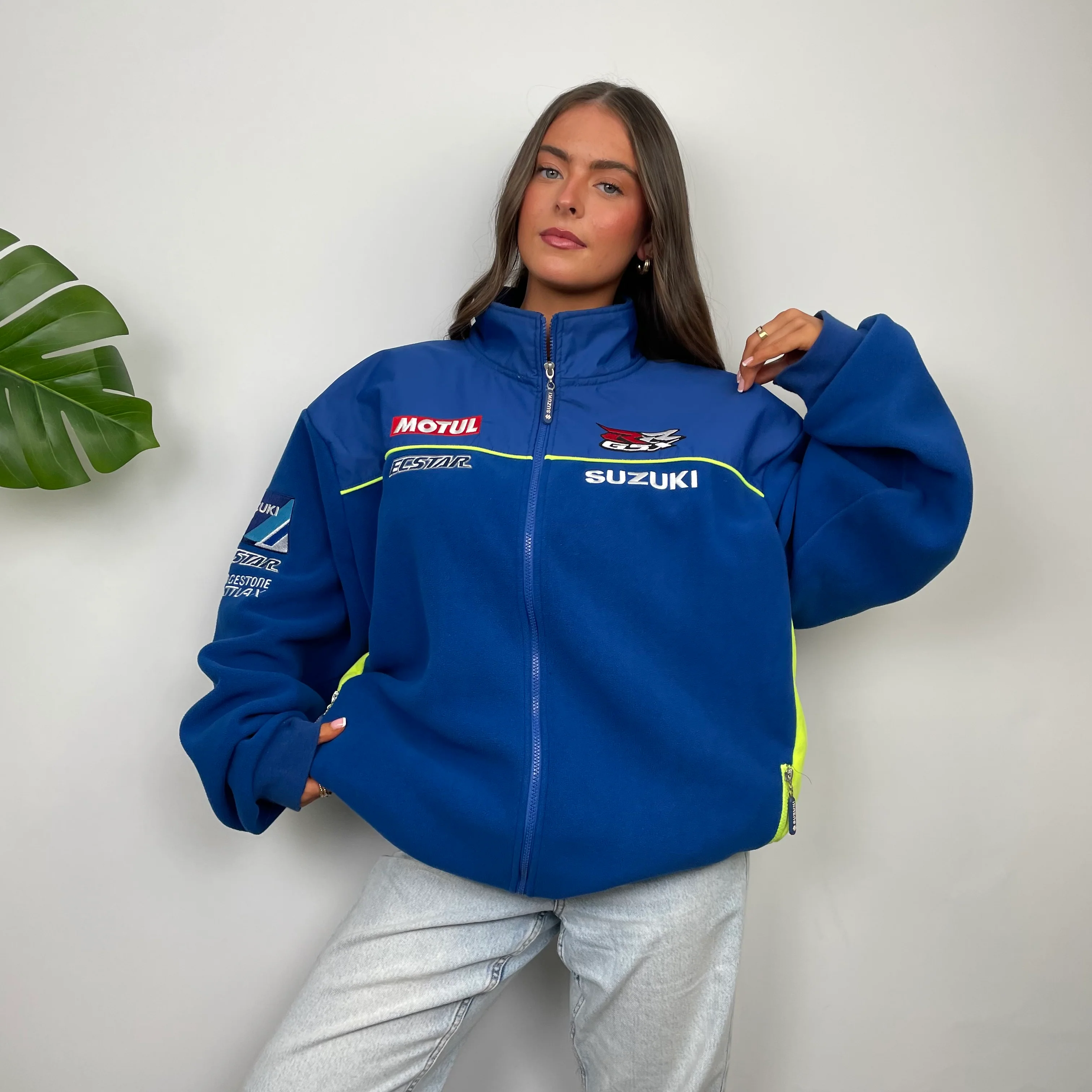 Suzuki Racing Blue Embroidered Spell Out Zip Up Fleece Jacket (XXL) - Image 5