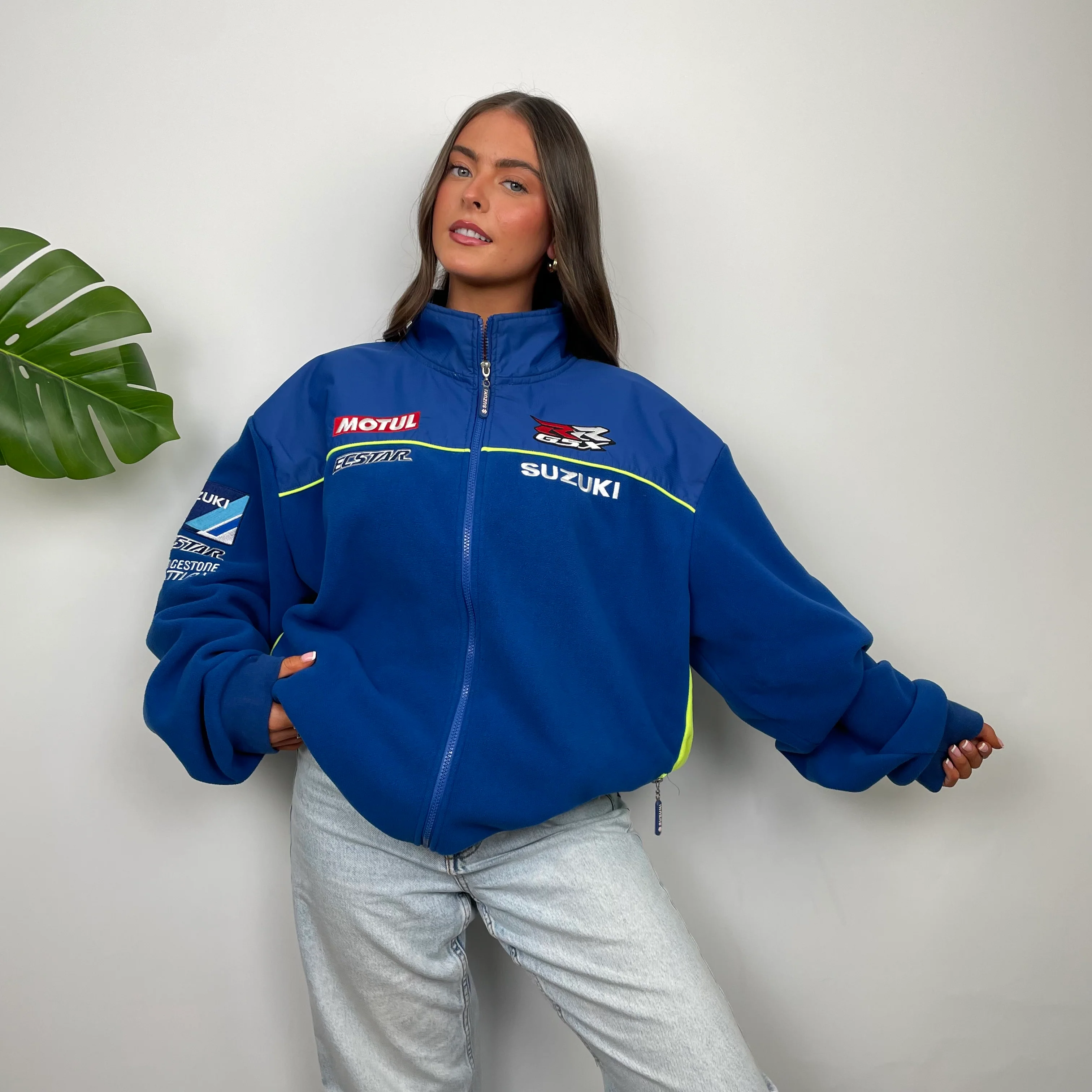 Suzuki Racing Blue Embroidered Spell Out Zip Up Fleece Jacket (XXL) - Image 6
