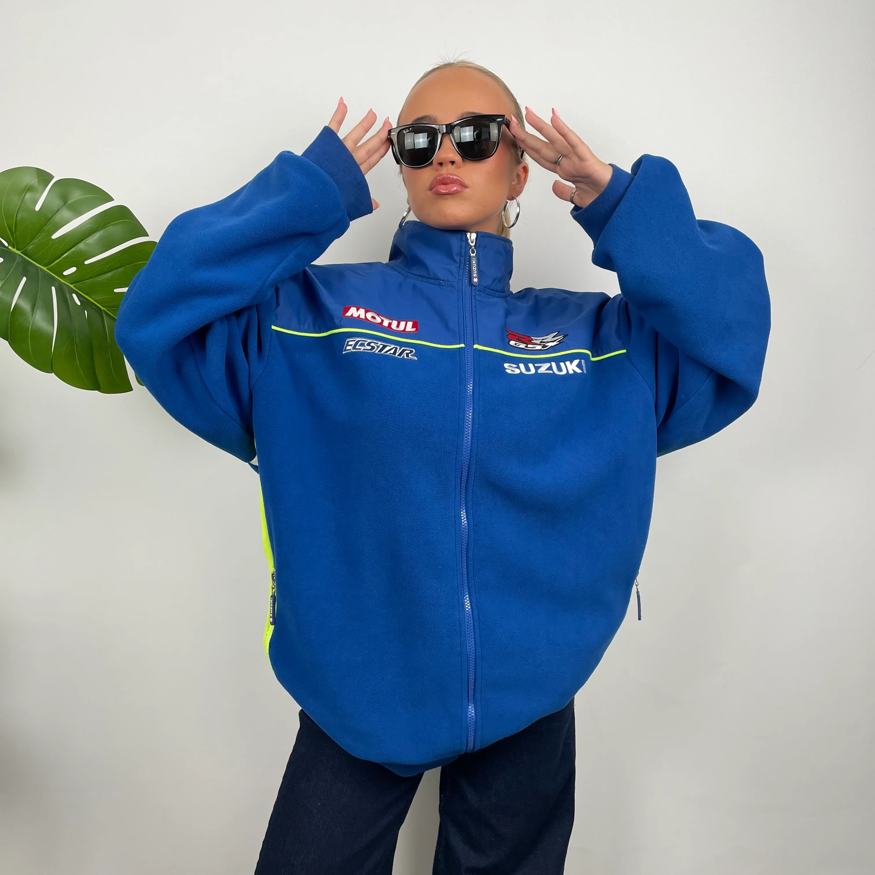 Suzuki Racing Blue Embroidered Spell Out Zip Up Fleece Jacket (XXL) - Image 5
