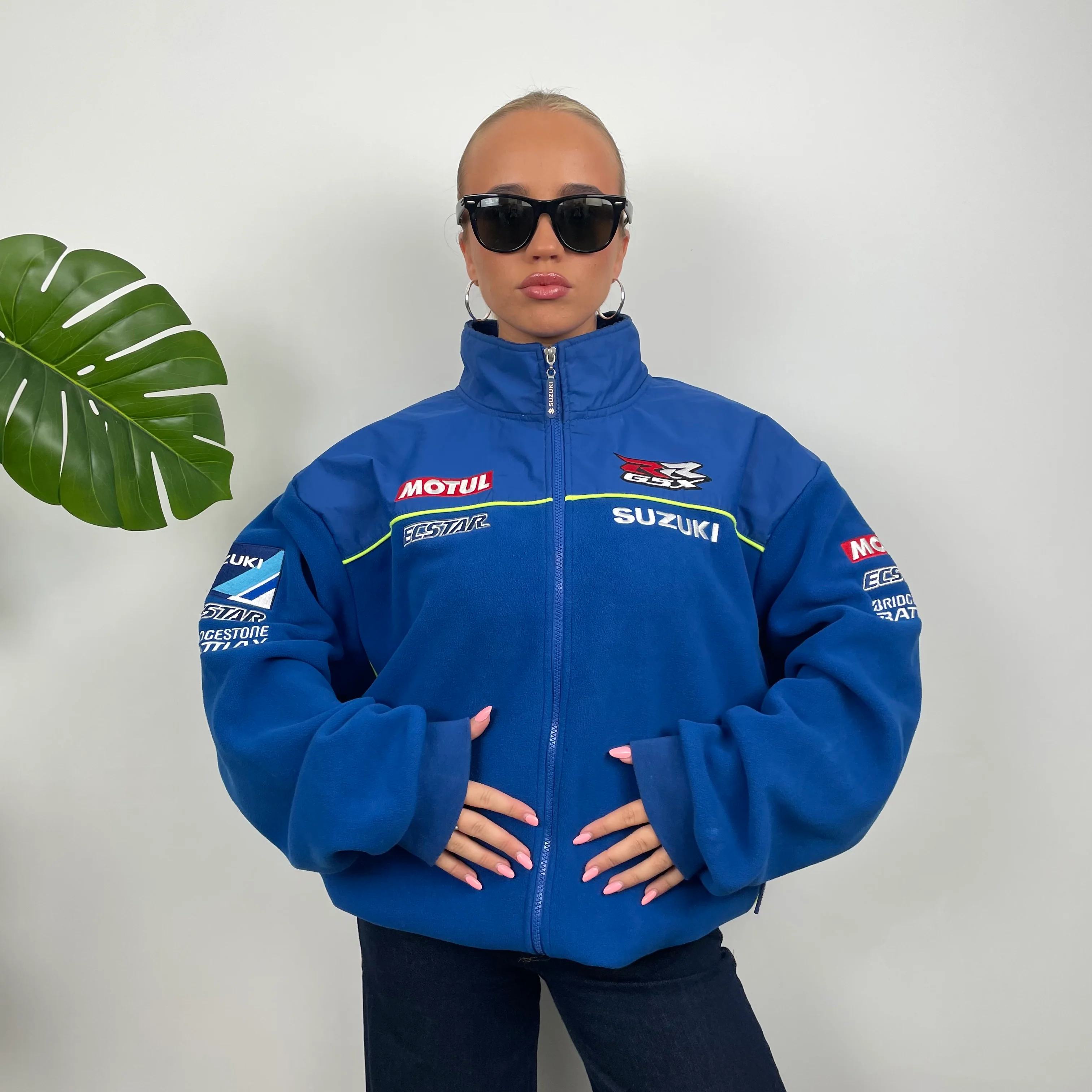 Suzuki Racing Blue Embroidered Spell Out Zip Up Fleece Jacket (XXL) - Image 6