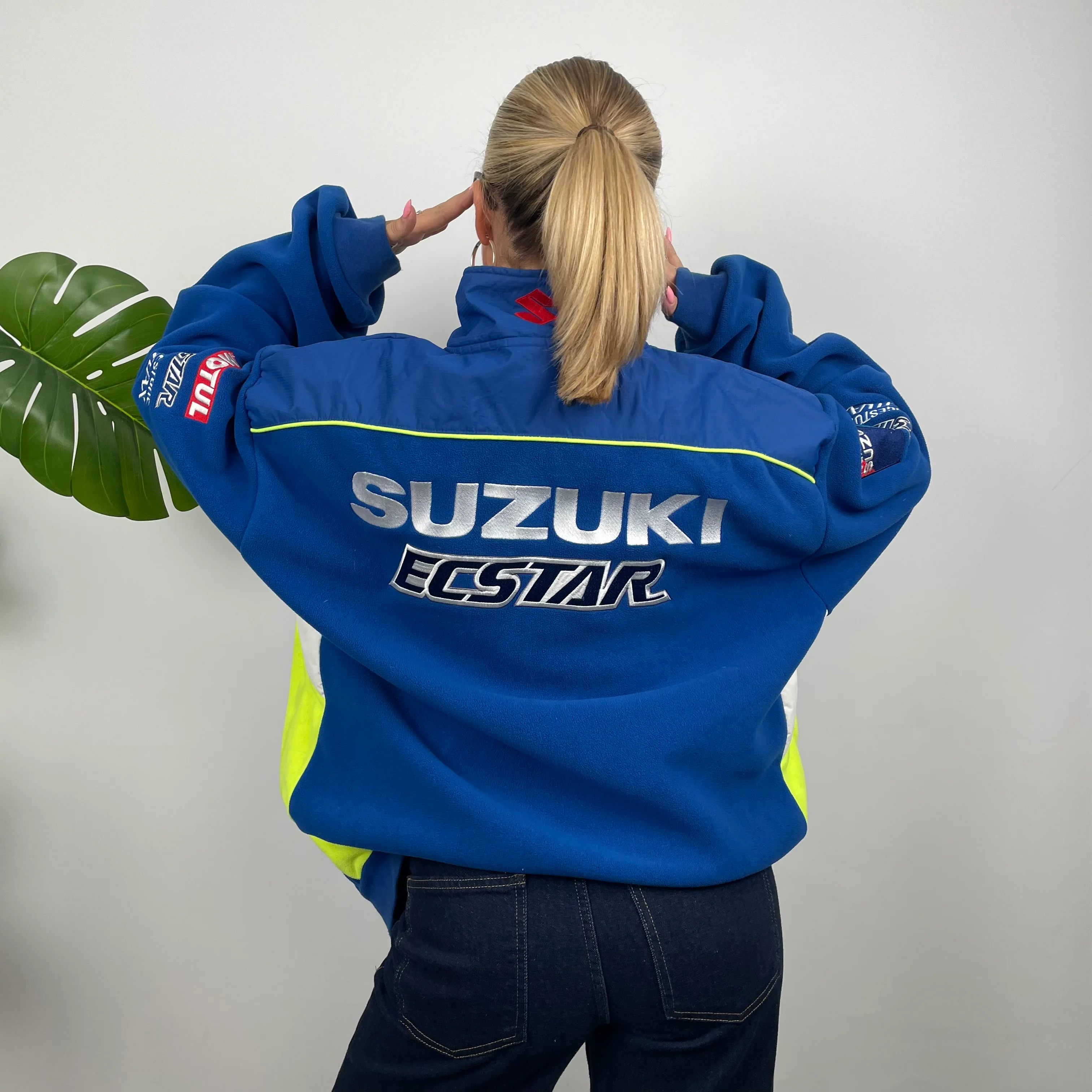 Suzuki Racing Blue Embroidered Spell Out Zip Up Fleece Jacket (XXL) - Image 7
