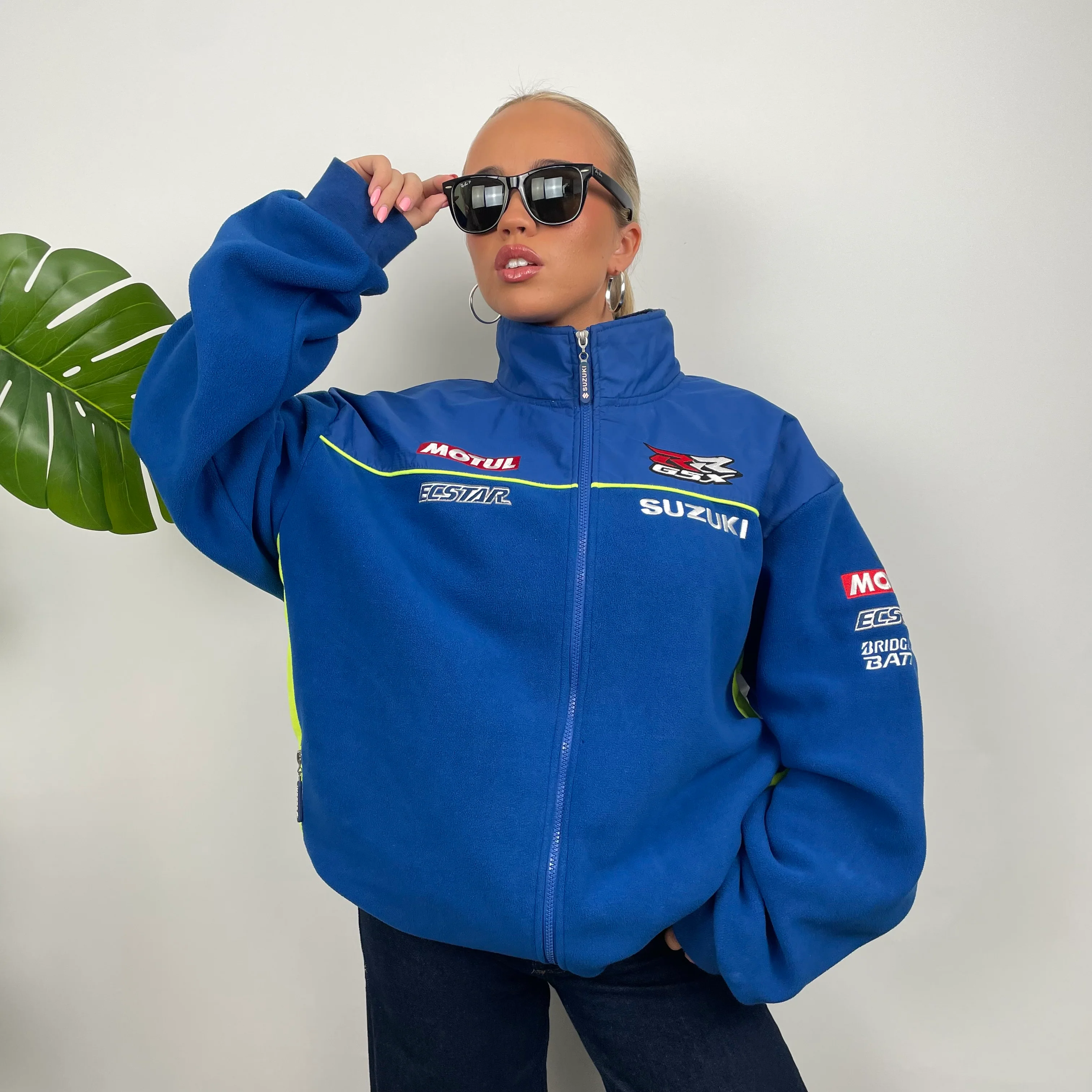 Suzuki Racing Blue Embroidered Spell Out Zip Up Fleece Jacket (XXL) - Image 8