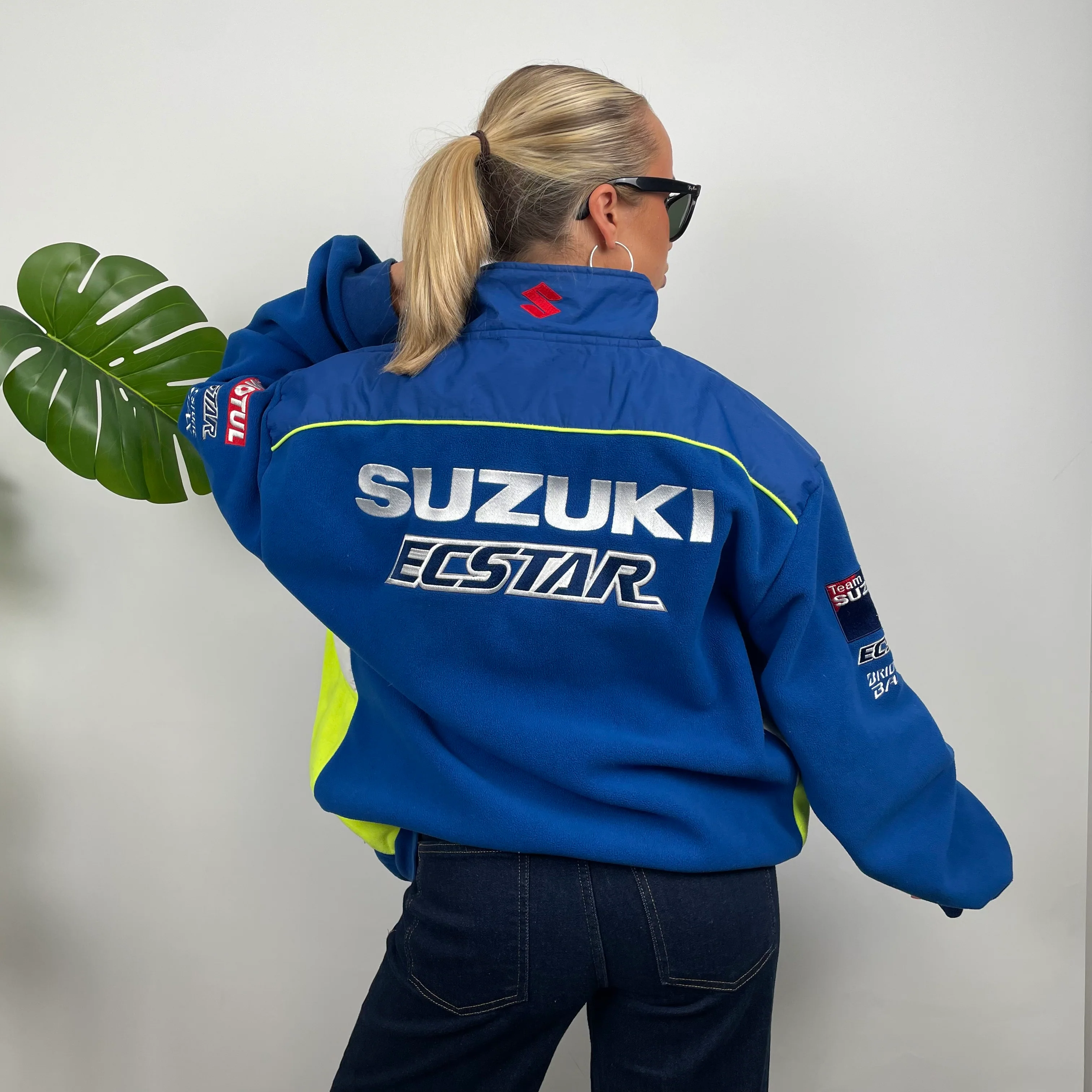 Suzuki Racing Blue Embroidered Spell Out Zip Up Fleece Jacket (XXL) - Image 9