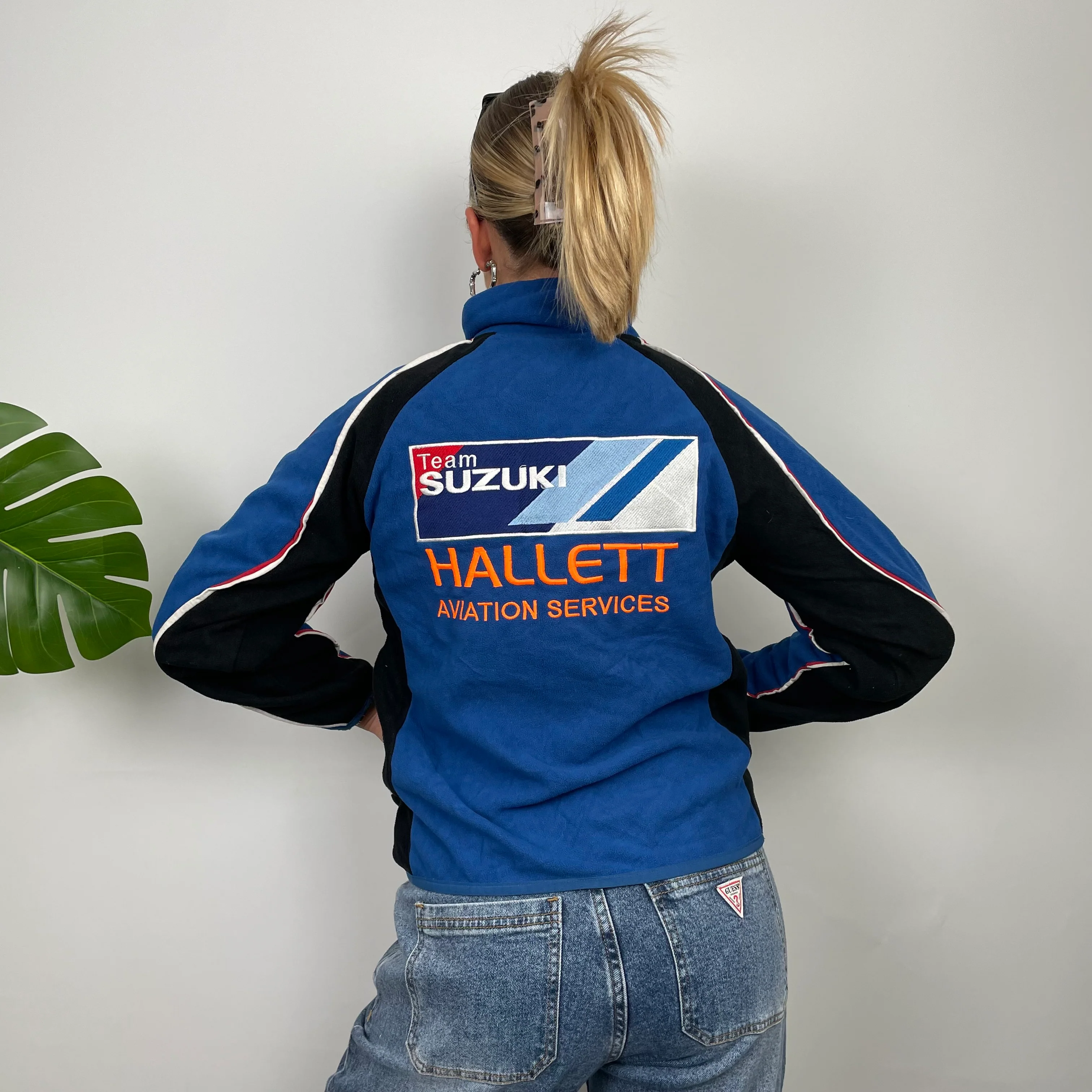 Suzuki Racing Blue Embroidered Spell Out Zip Up Hoodie Jacket (XS) - Image 2