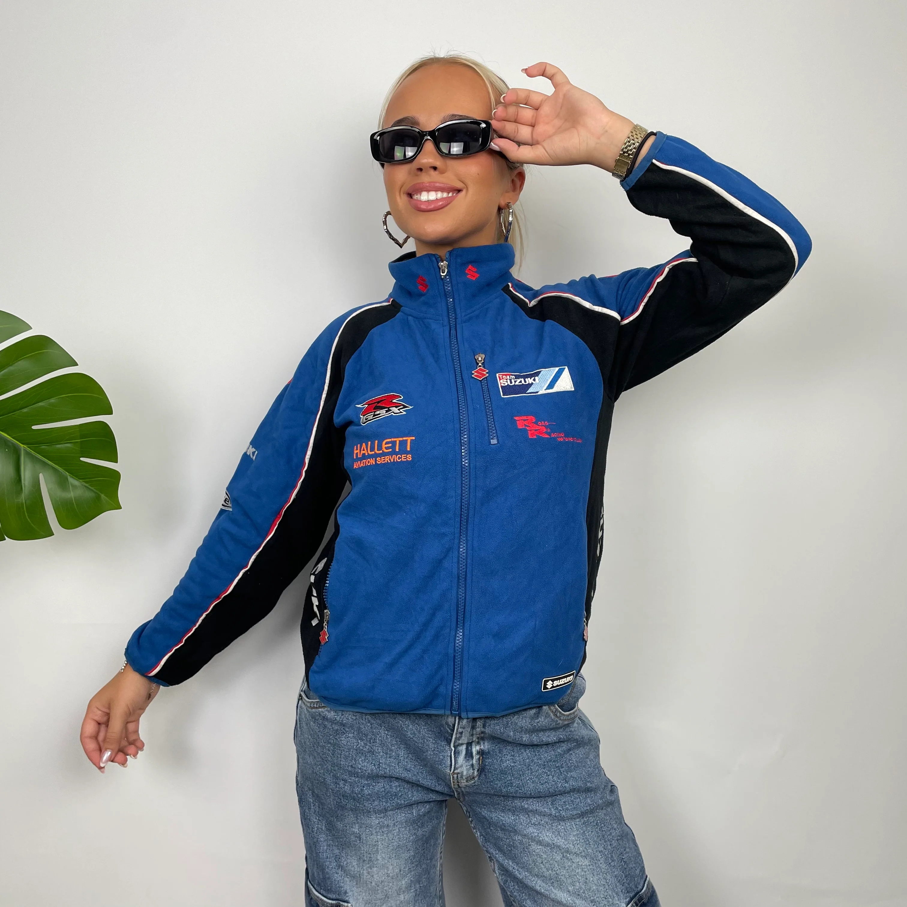 Suzuki Racing Blue Embroidered Spell Out Zip Up Hoodie Jacket (XS) - Image 6