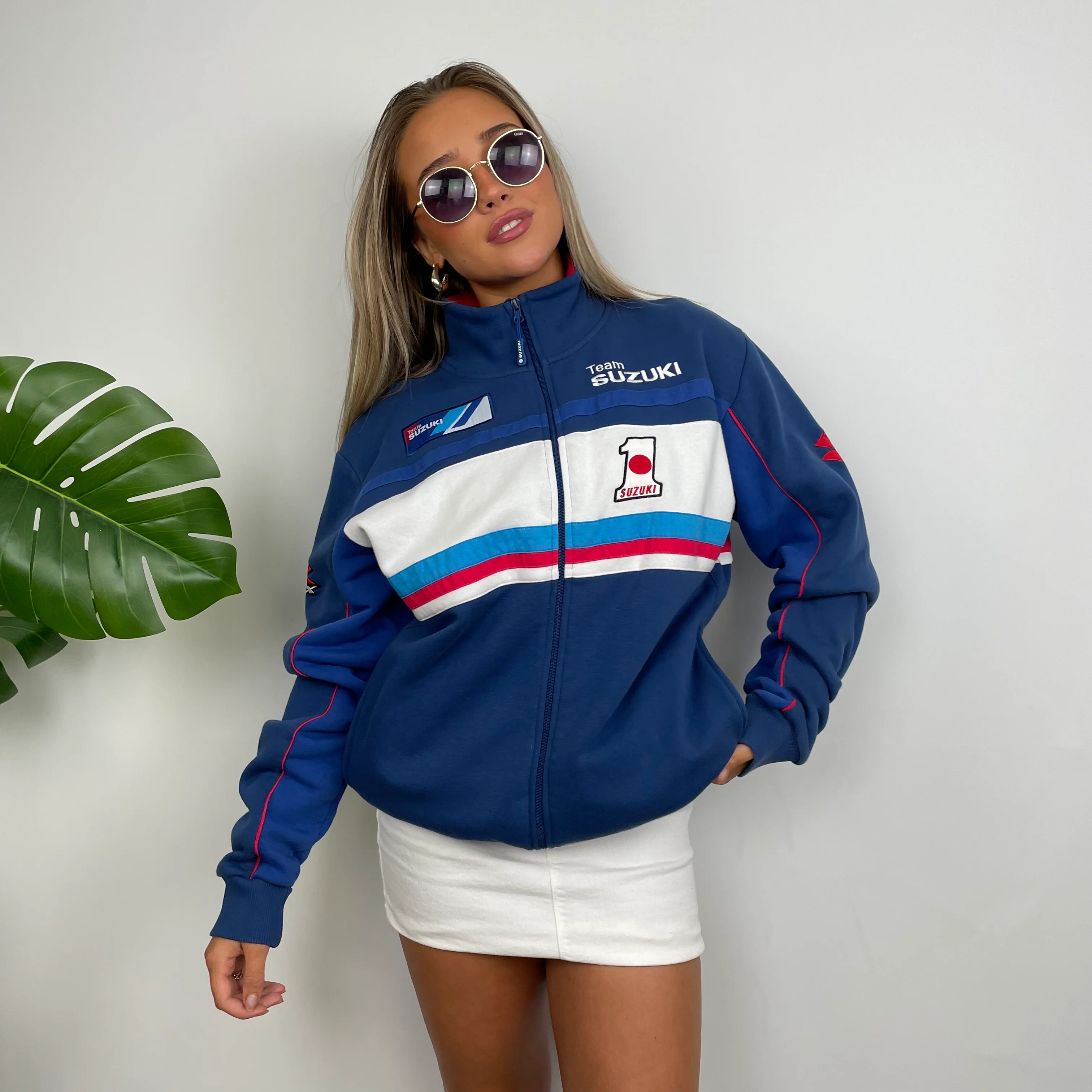 Suzuki Racing Blue Embroidered Spell Out Zip Up Jacket (XL) - Image 8