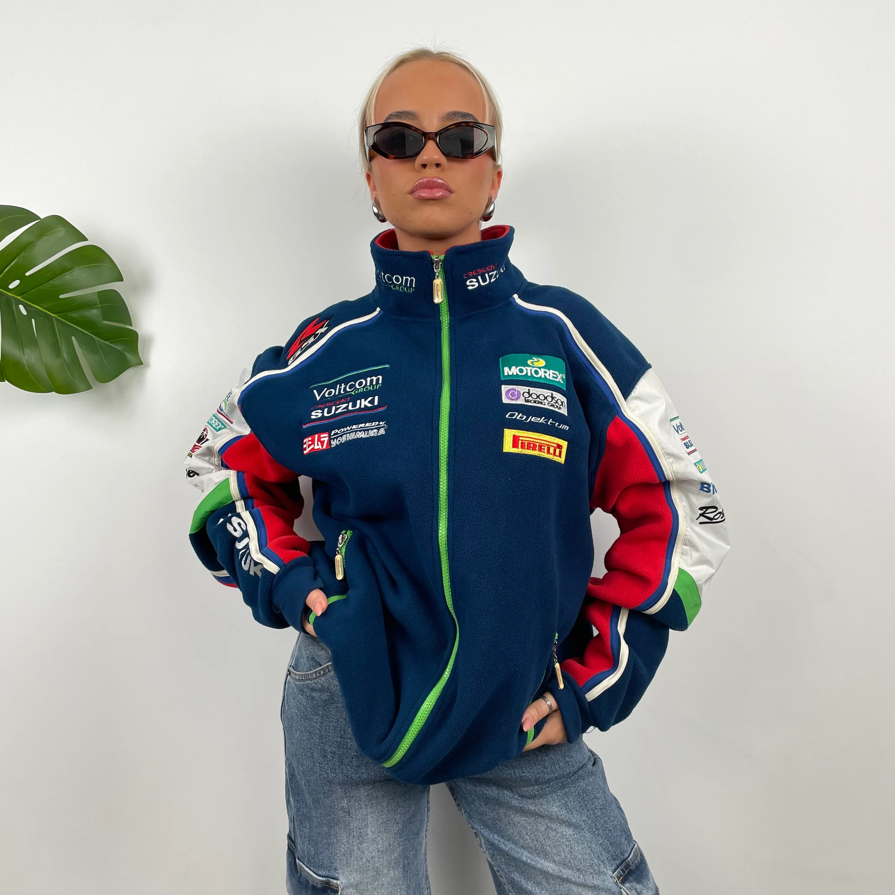 Suzuki Racing Embroidered Spell Out Zip Up Fleece Jacket (XL) - Image 3