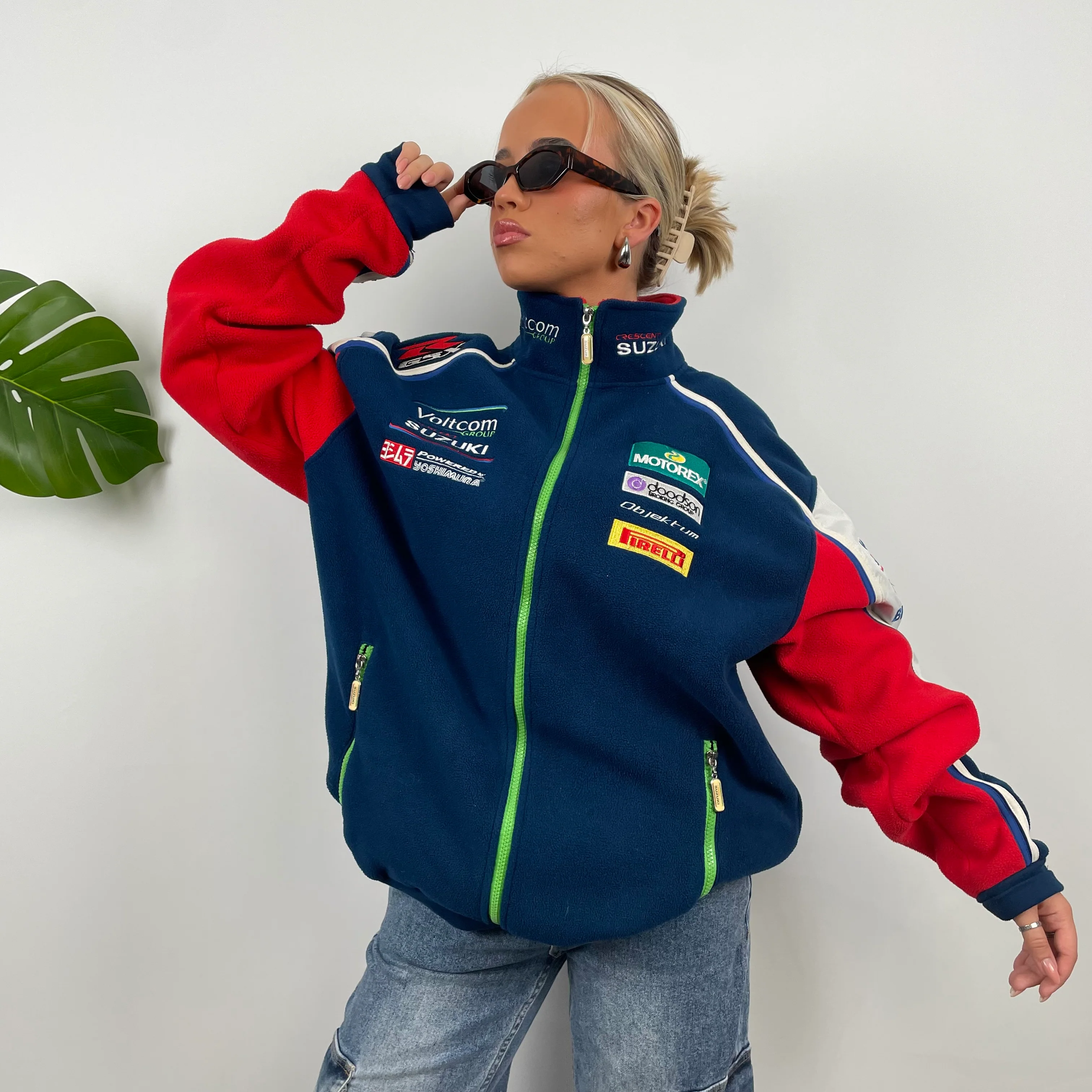Suzuki Racing Embroidered Spell Out Zip Up Fleece Jacket (XL) - Image 5