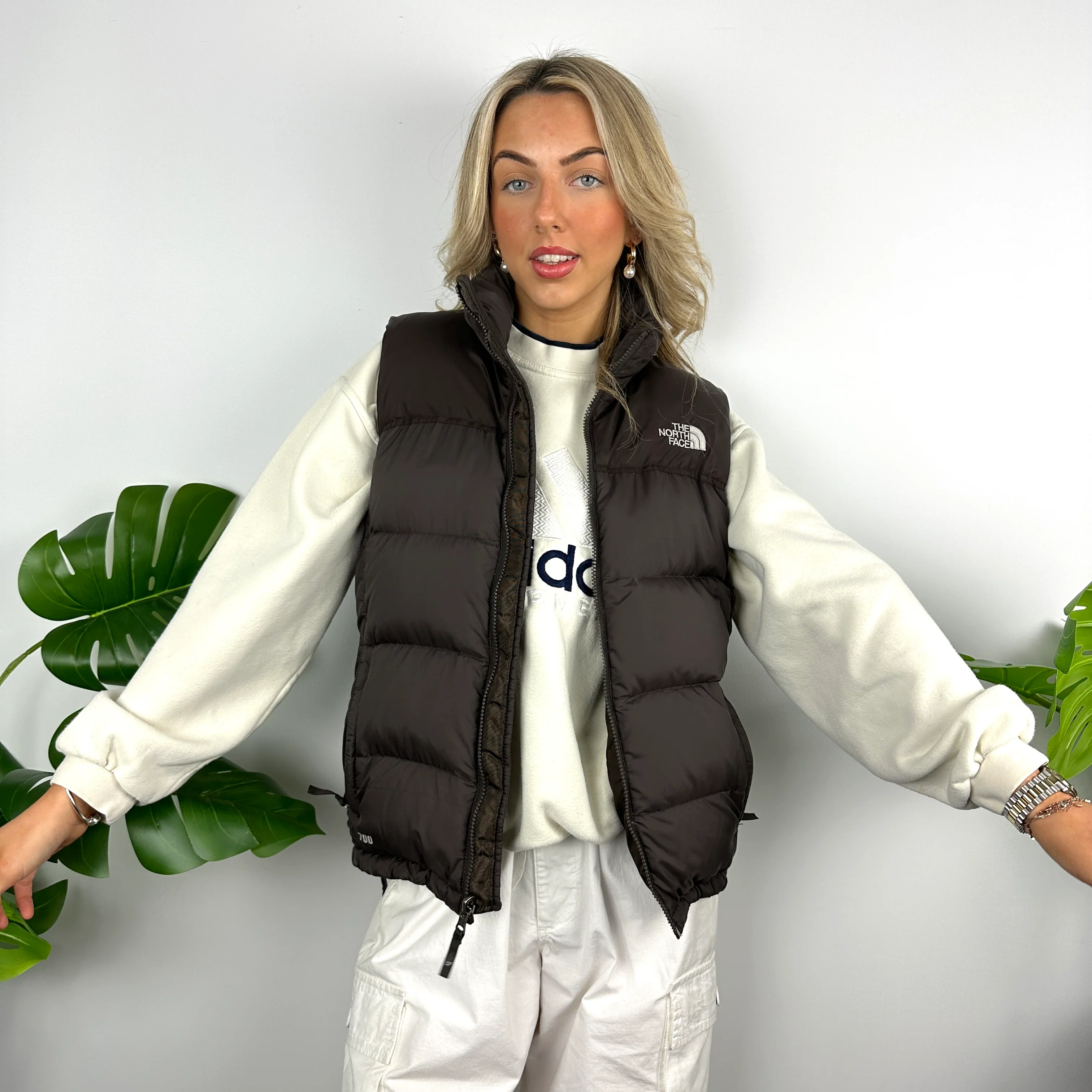 The North Face Brown Nuptse 700 Puffer Gilet (M) - Image 3