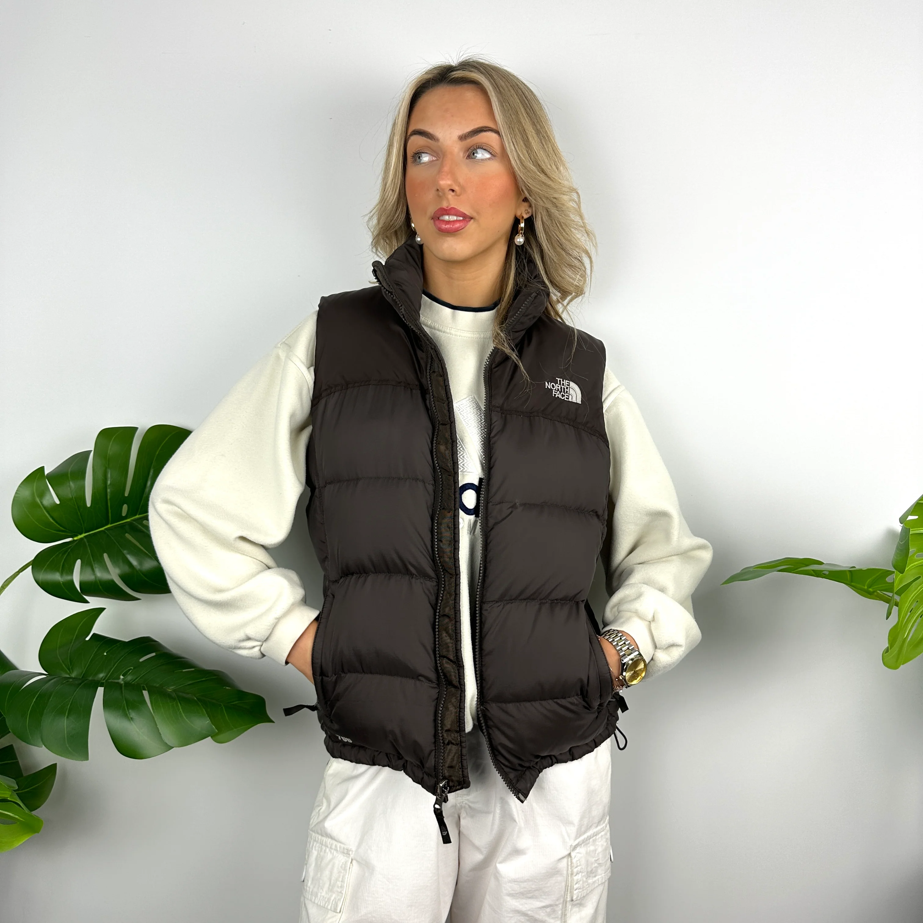 The North Face Brown Nuptse 700 Puffer Gilet (M) - Image 5