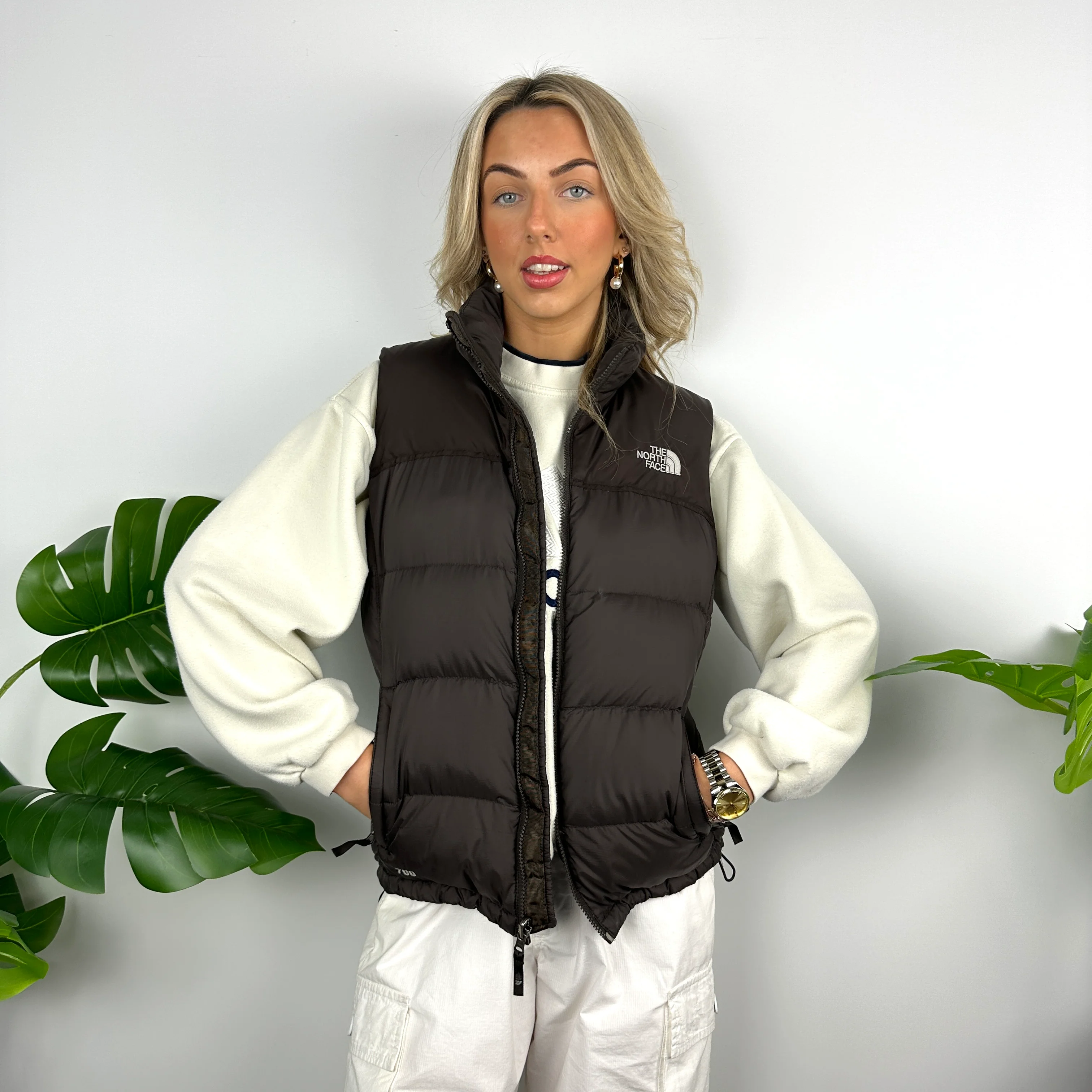 The North Face Brown Nuptse 700 Puffer Gilet (M) - Image 6