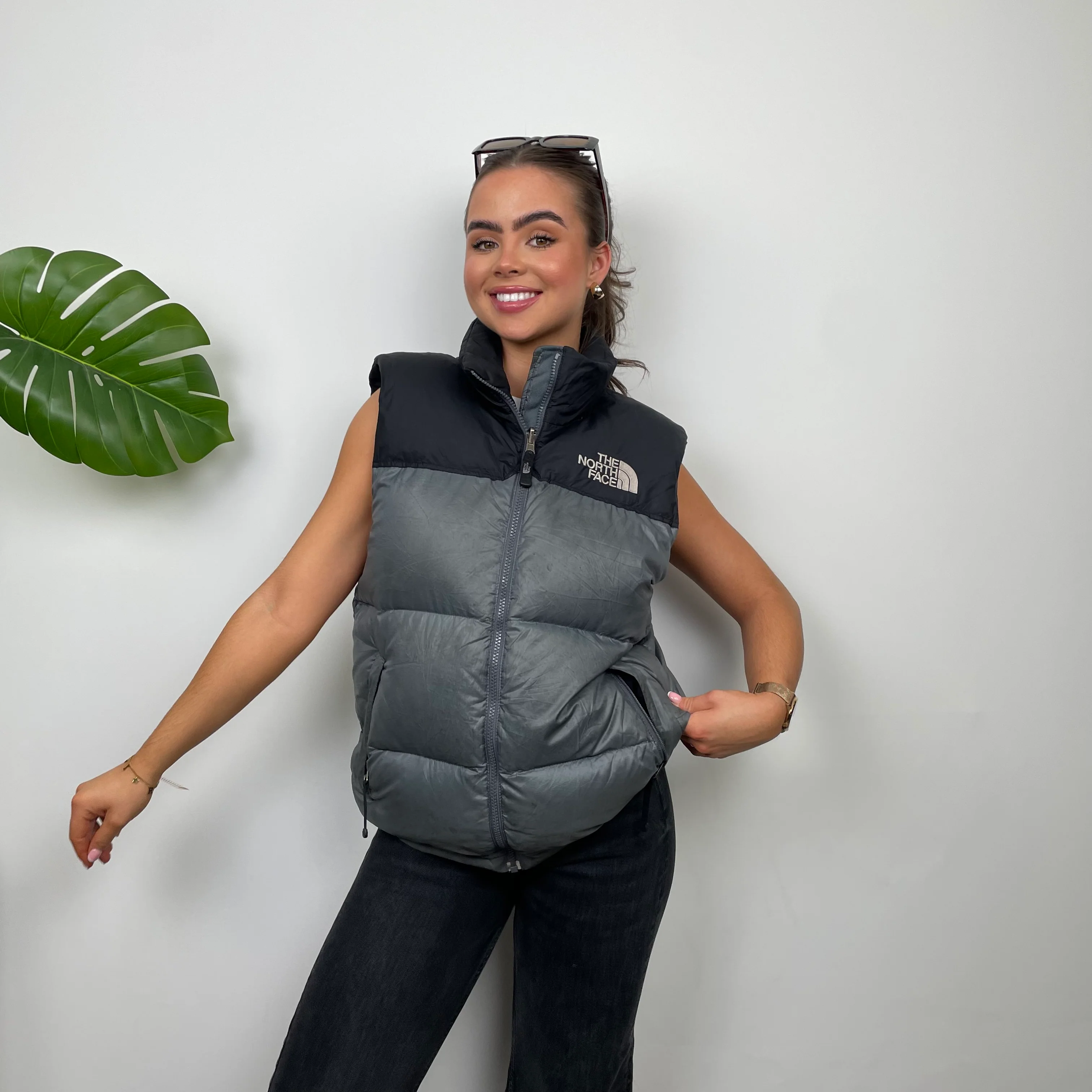 The North Face Grey Nuptse 700 Puffer Gilet (M) - Image 6