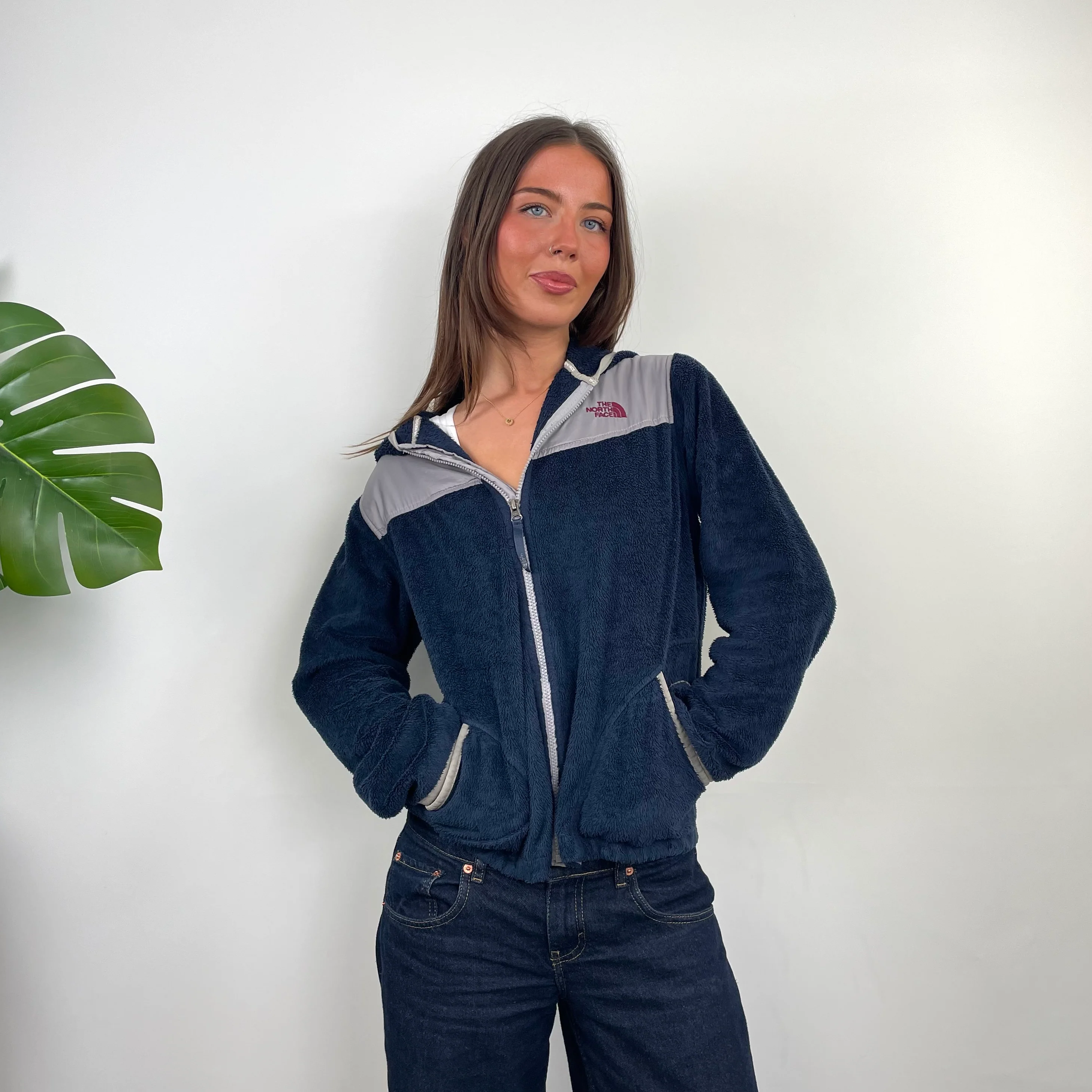 The North Face Navy Denali Teddy Bear Fleece Zip Up Jacket (S)