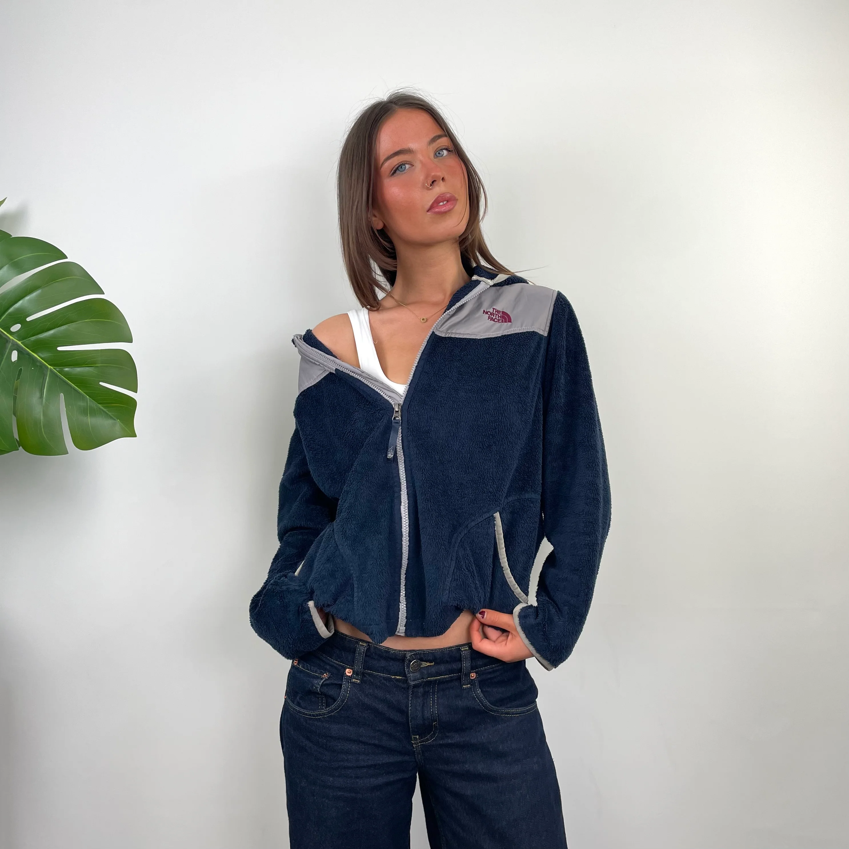 The North Face Navy Denali Teddy Bear Fleece Zip Up Jacket (S) - Image 2