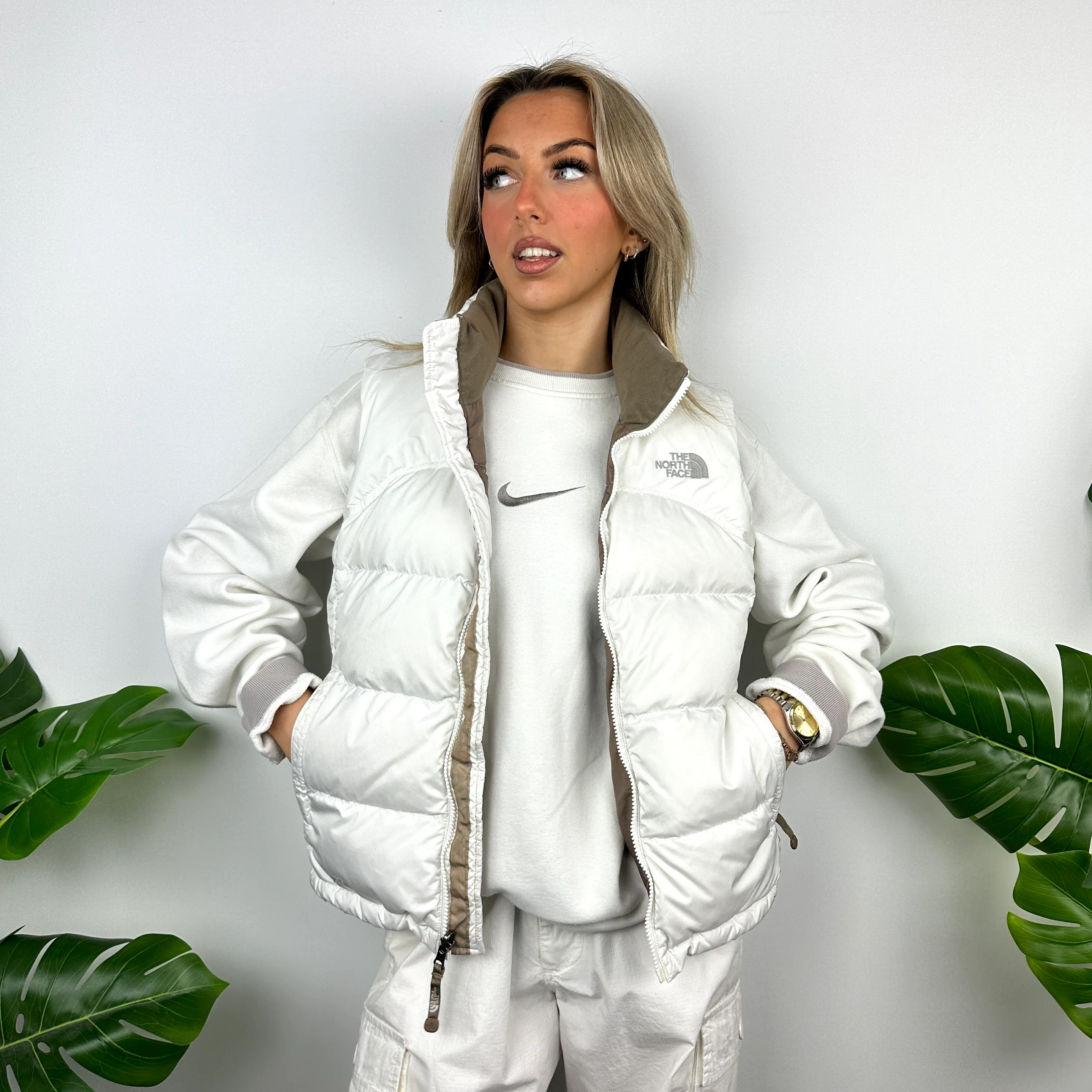 The North Face White Nuptse 700 Puffer Gilet (S) - Image 6