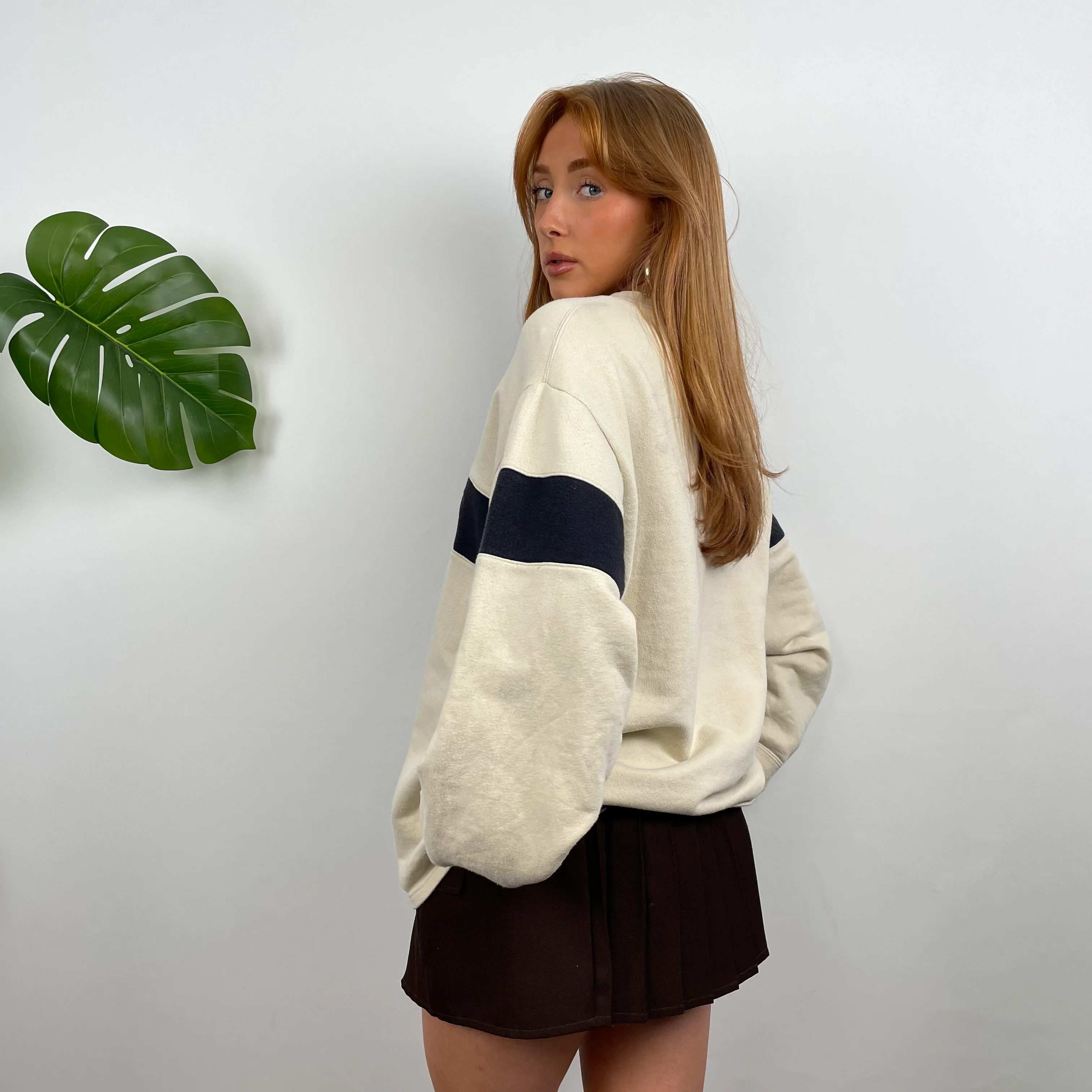 Timberland Beige Embroidered Spell Out Sweatshirt (M) - Image 5