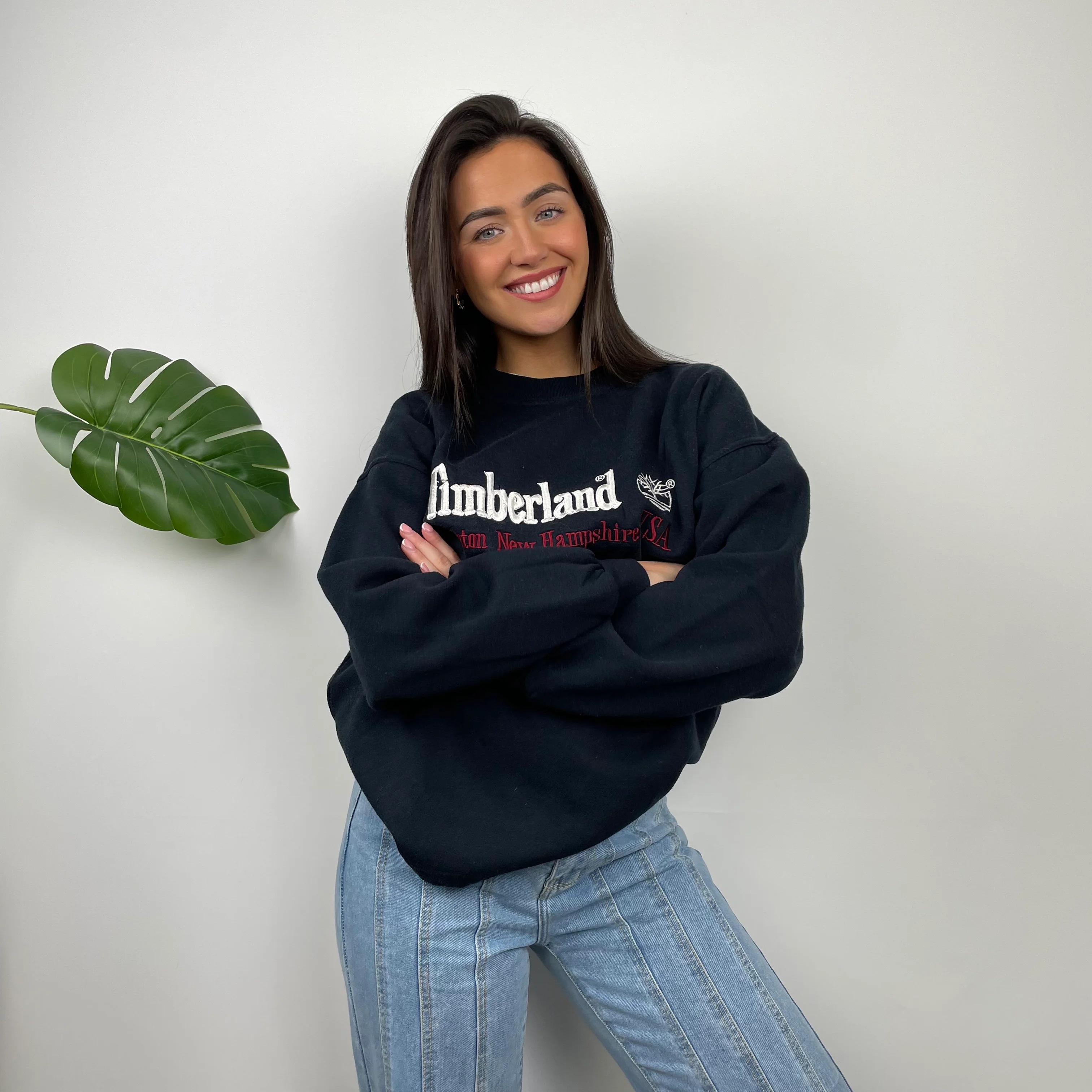 Timberland Black Embroidered Spell Out Sweatshirt (L) - Image 9