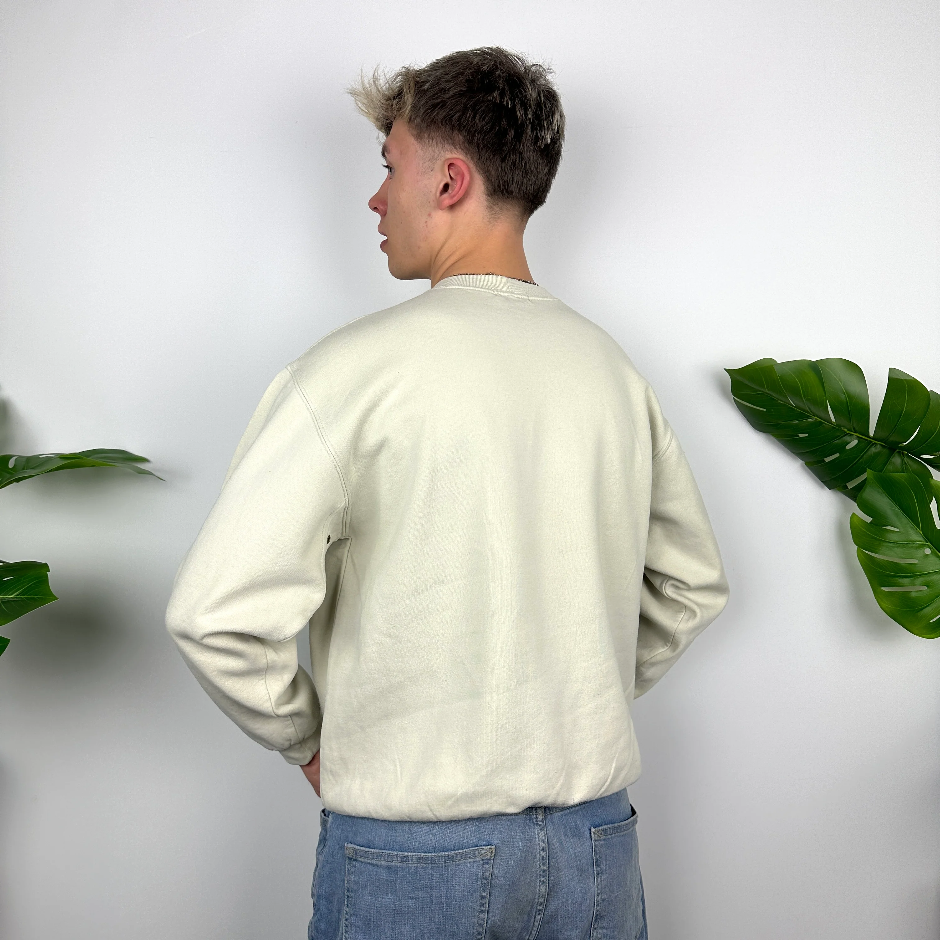 Timberland Cream Embroidered Spell Out Sweatshirt (M) - Image 7