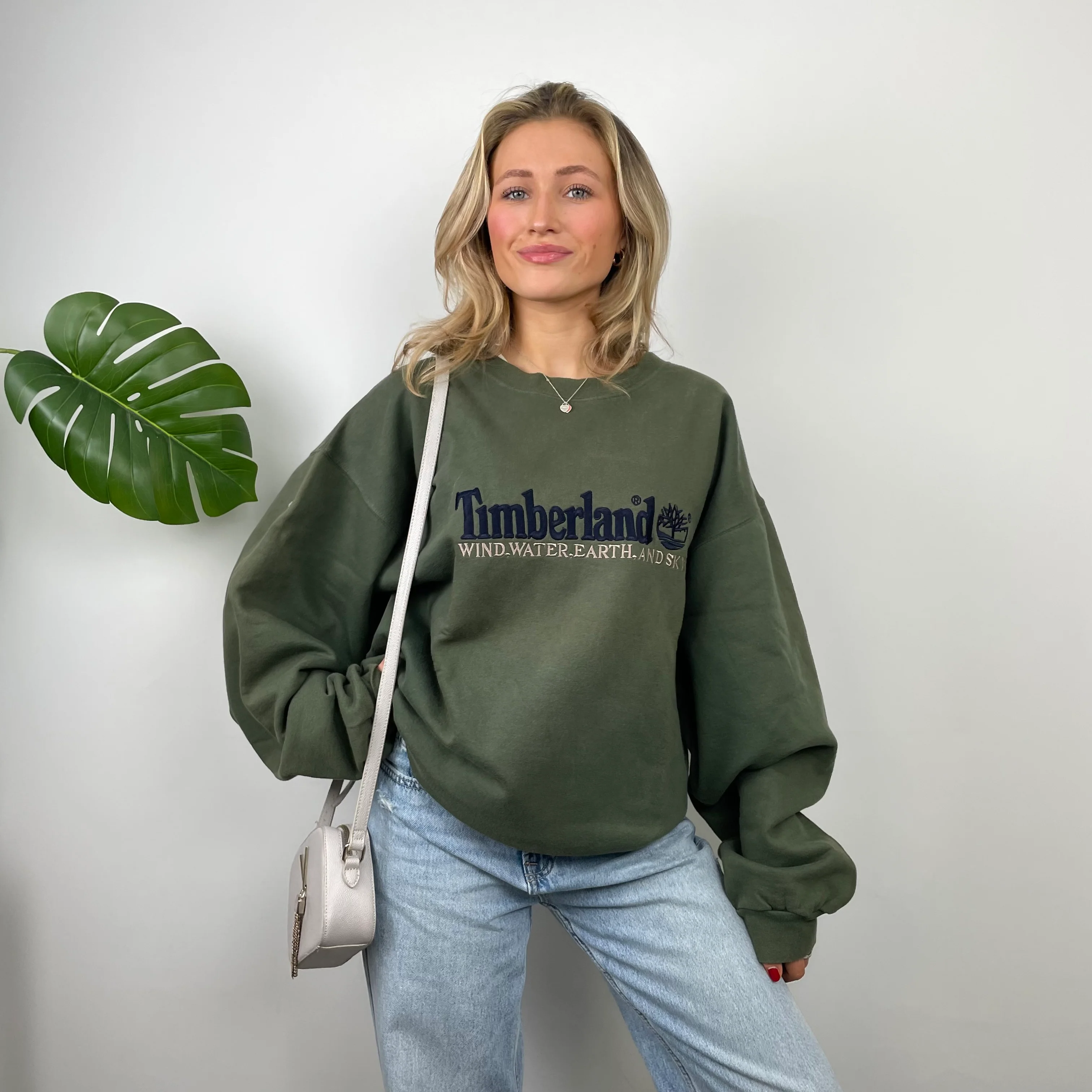 Timberland Green Embroidered Spell Out Sweatshirt (XXL) - Image 5