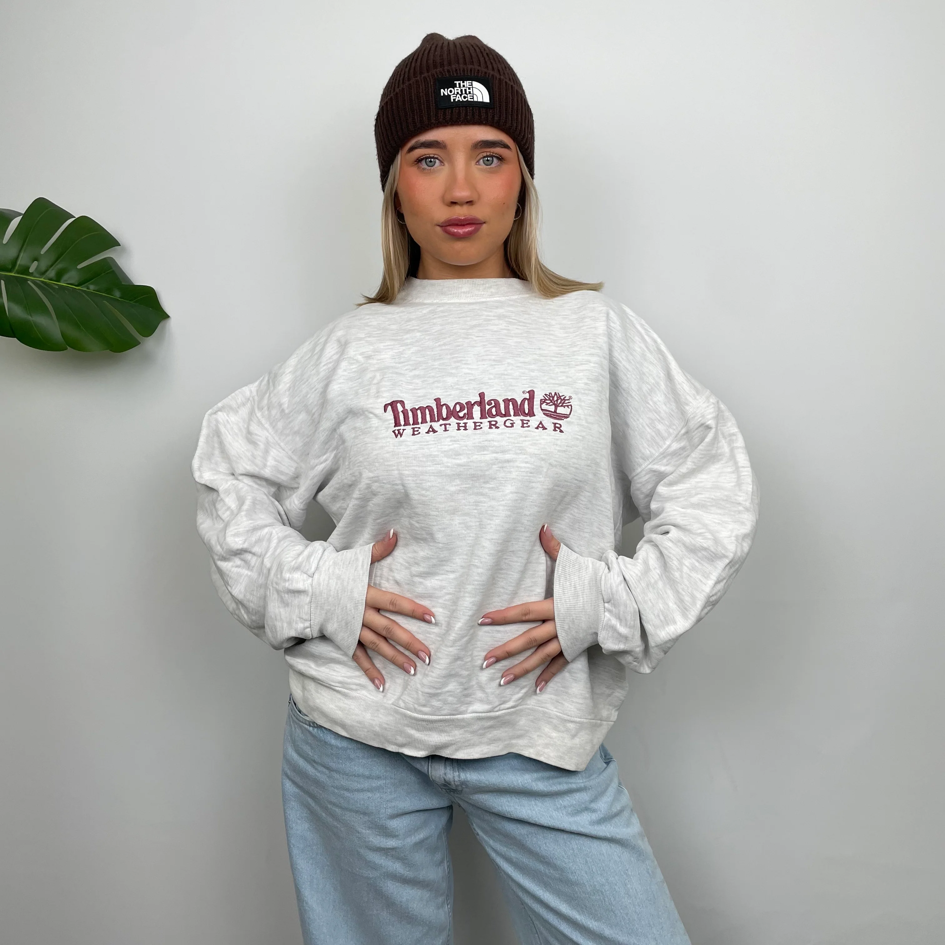Timberland Grey Embroidered Spell Out Sweatshirt (M)