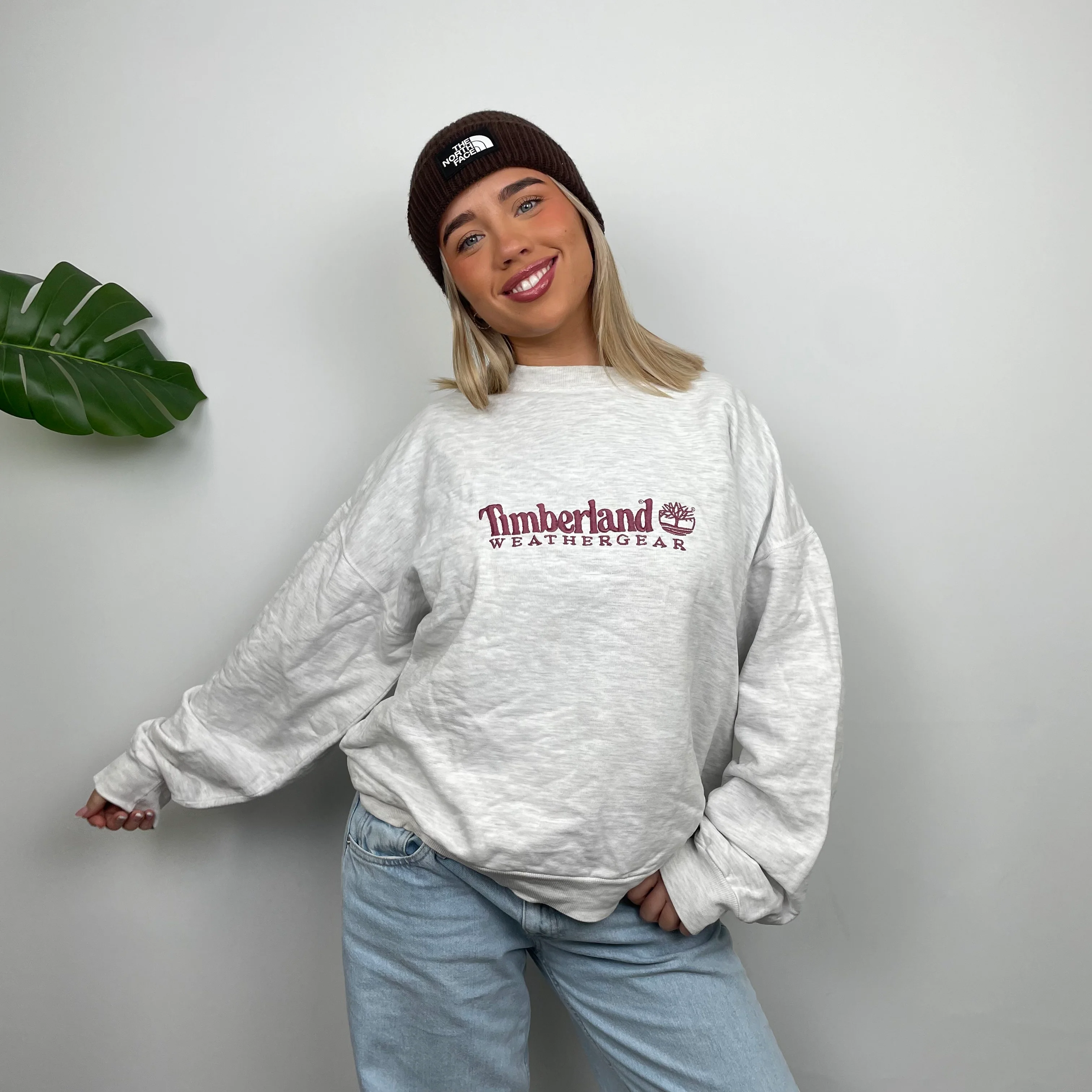 Timberland Grey Embroidered Spell Out Sweatshirt (M) - Image 3