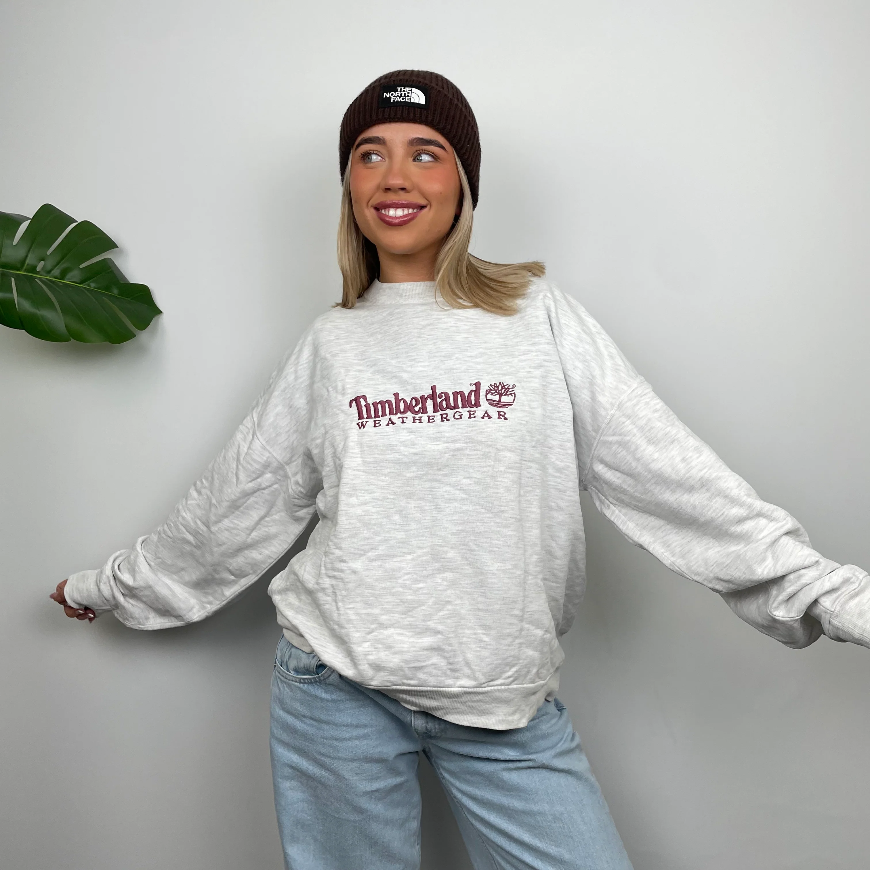 Timberland Grey Embroidered Spell Out Sweatshirt (M) - Image 4