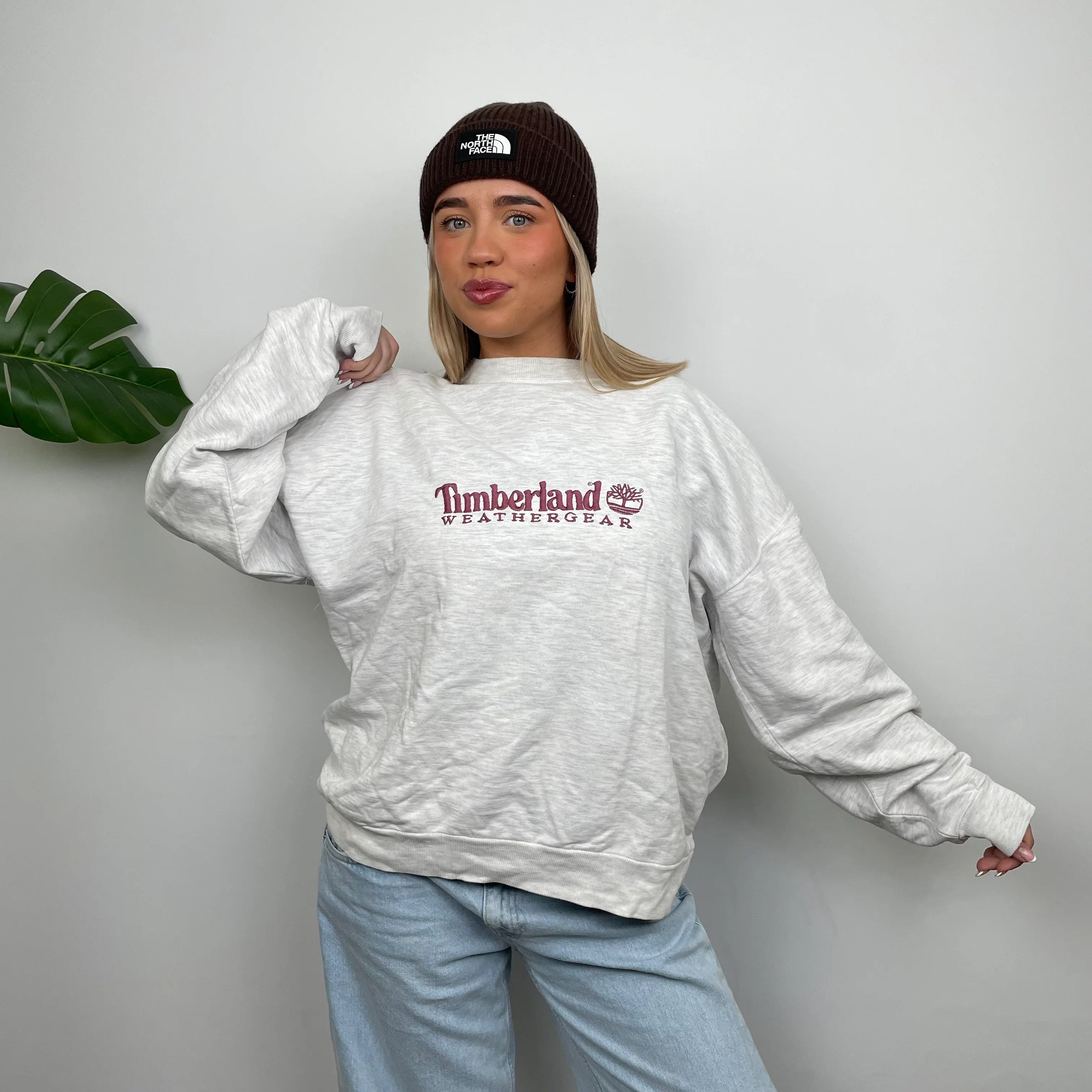 Timberland Grey Embroidered Spell Out Sweatshirt (M) - Image 5