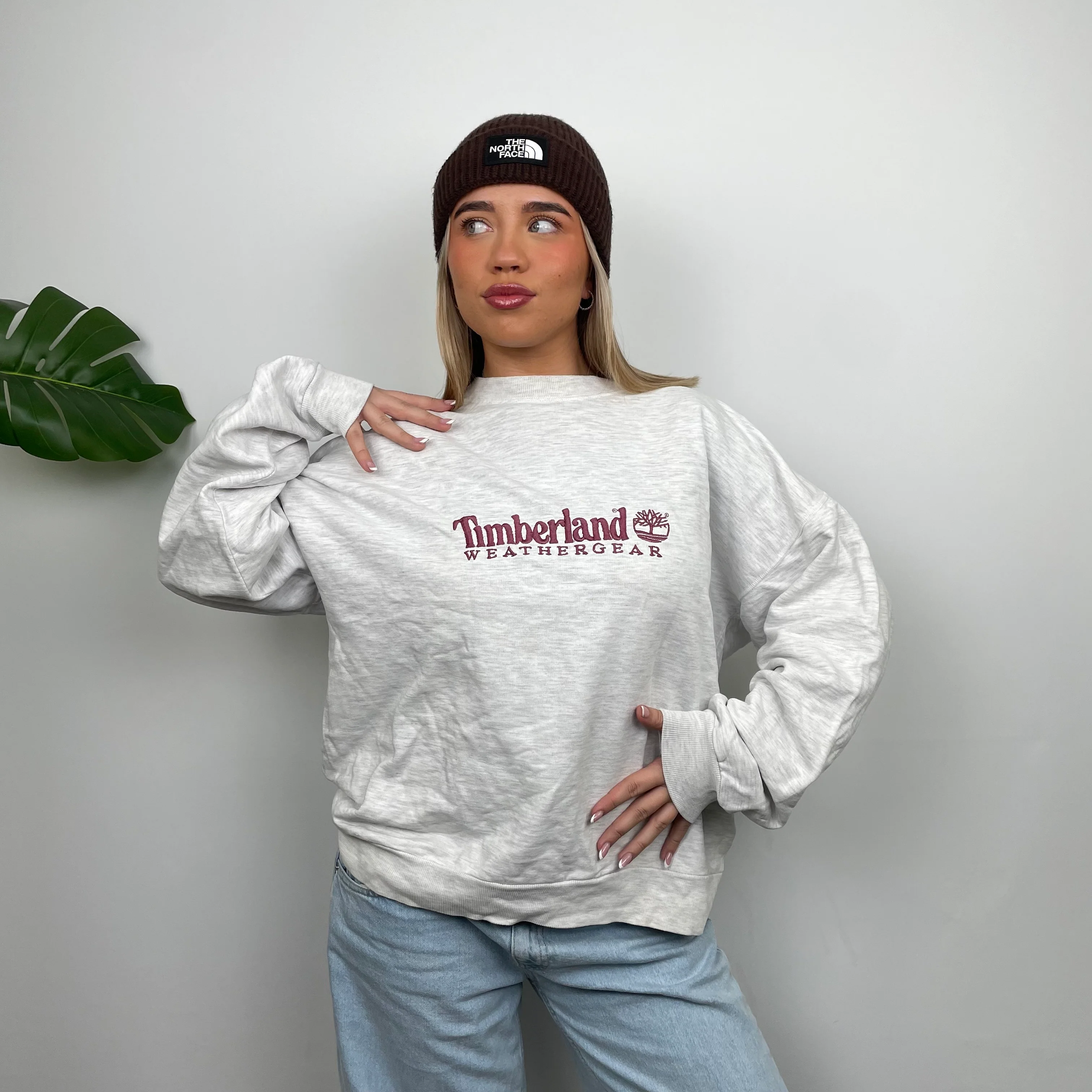 Timberland Grey Embroidered Spell Out Sweatshirt (M) - Image 6