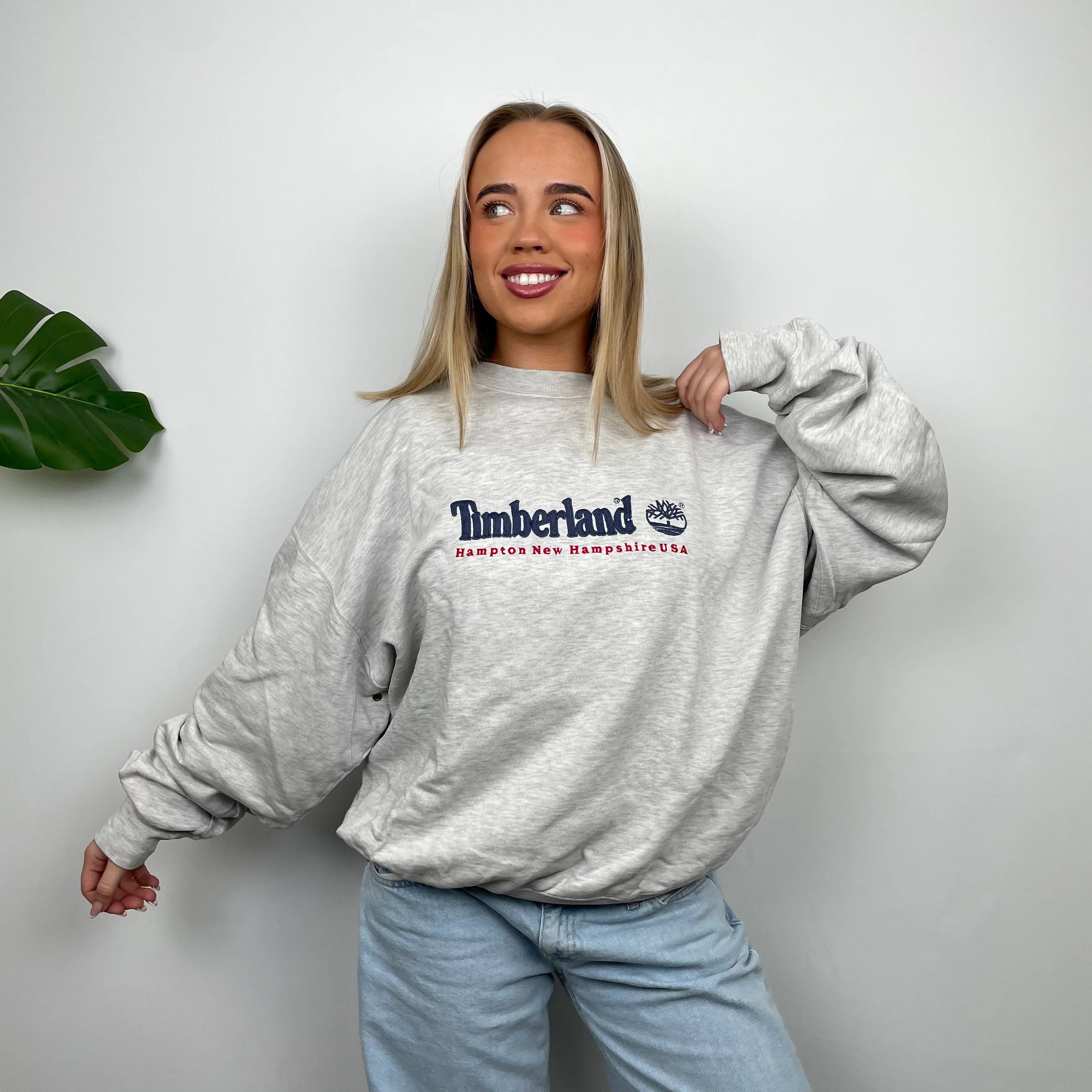 Timberland Grey Embroidered Spell Out Sweatshirt (L)