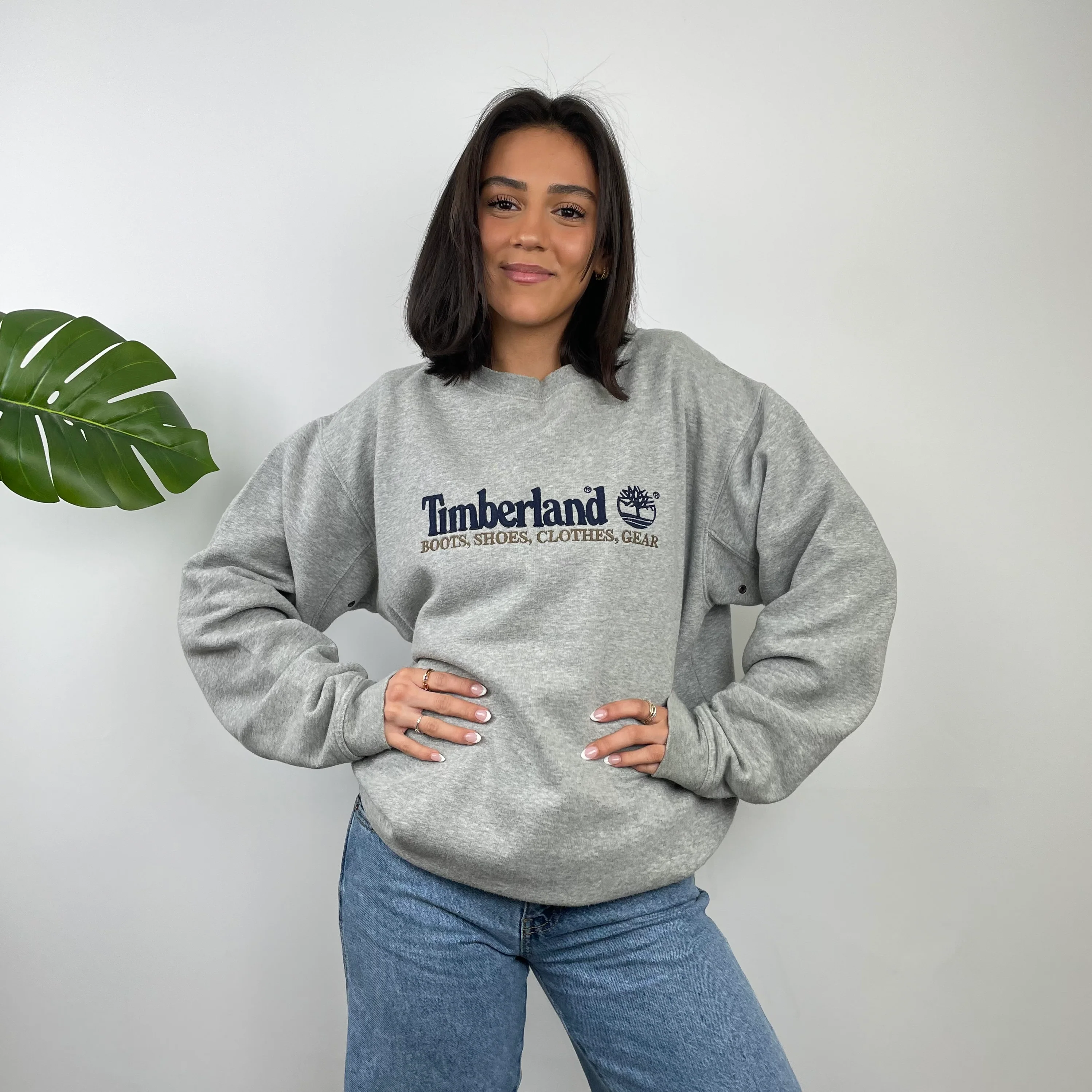 Timberland Grey Embroidered Spell Out Sweatshirt (L)