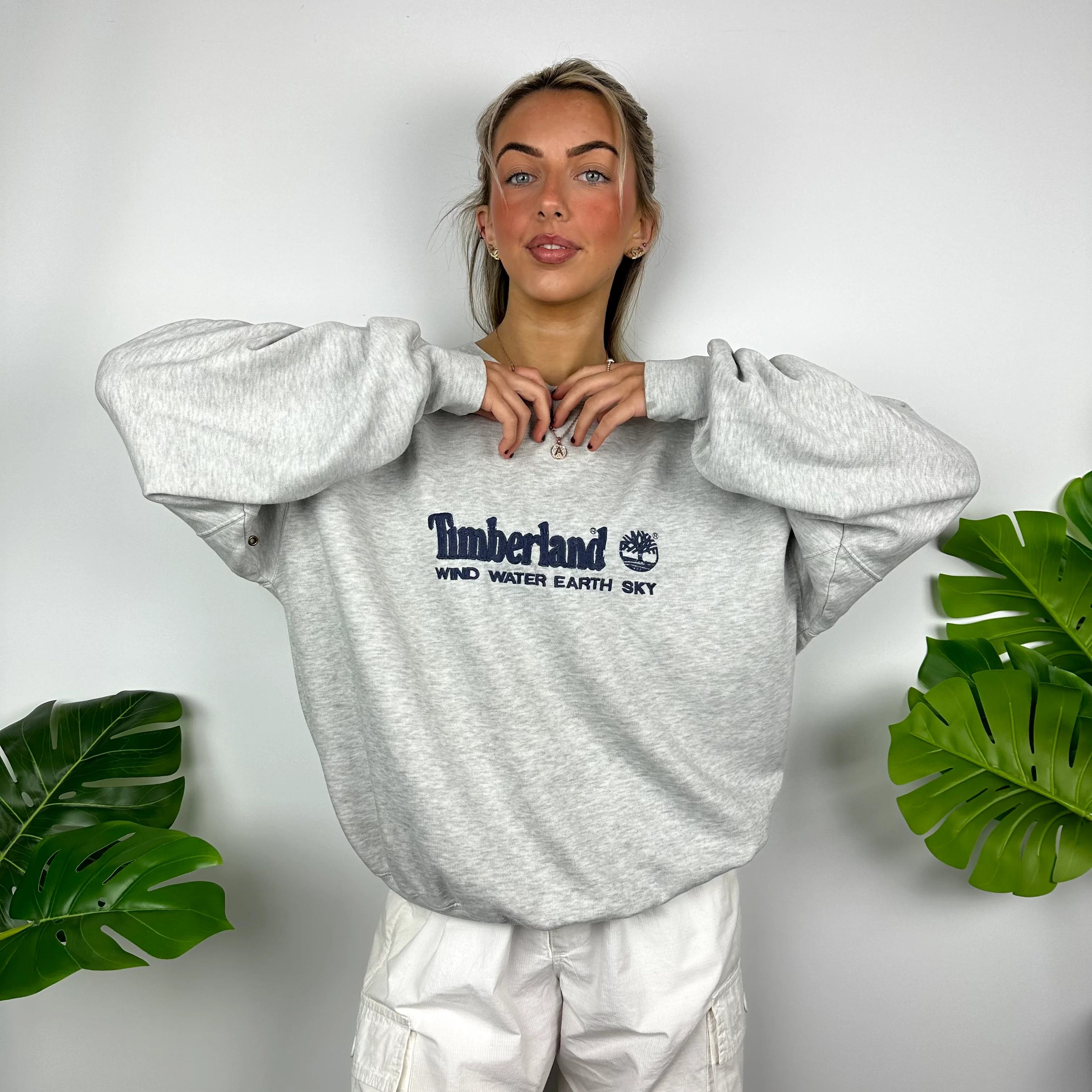 Timberland  Grey Embroidered Spell Out Sweatshirt (L) - Image 2