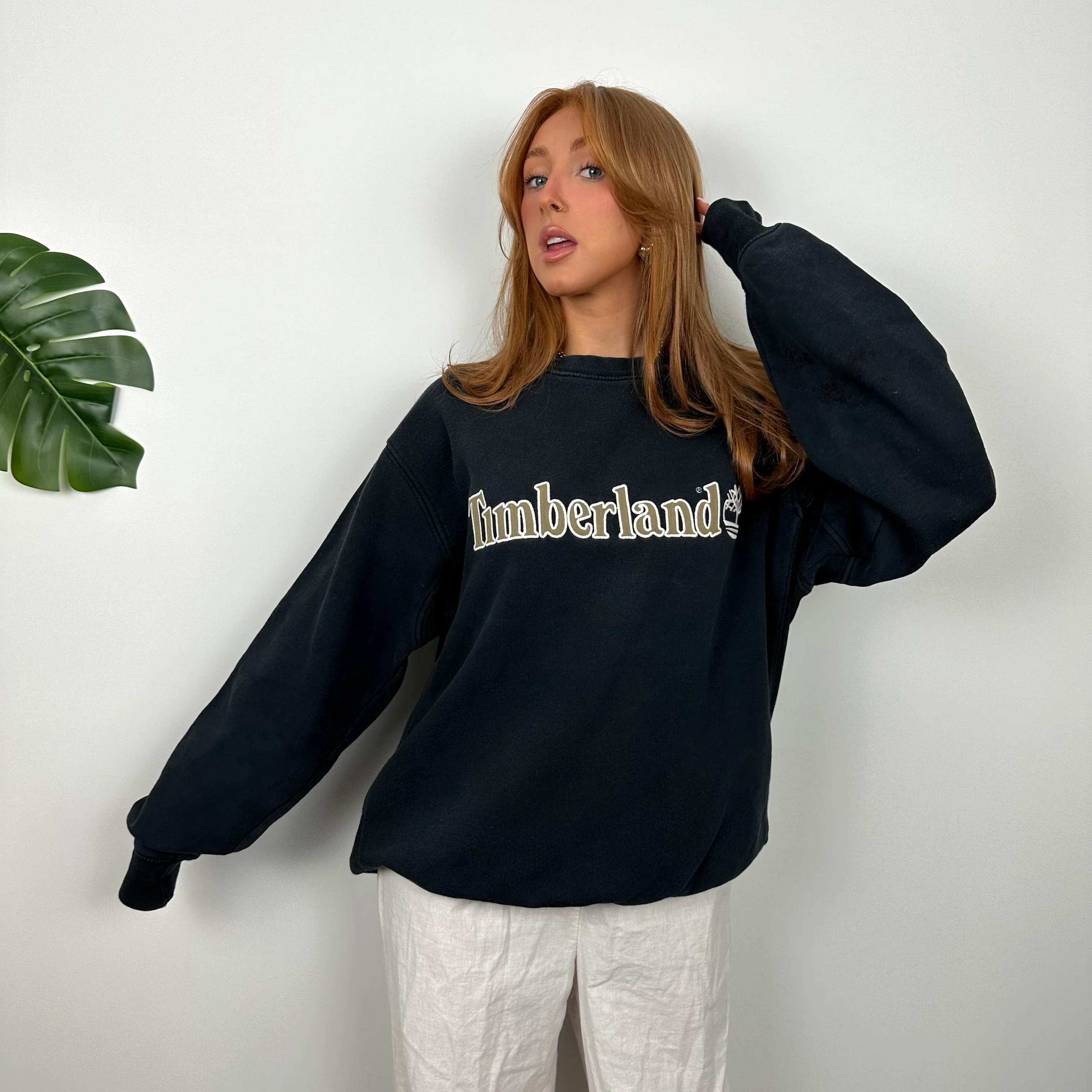 Timberland Black Embroidered Spell Out Sweatshirt (M) - Image 5
