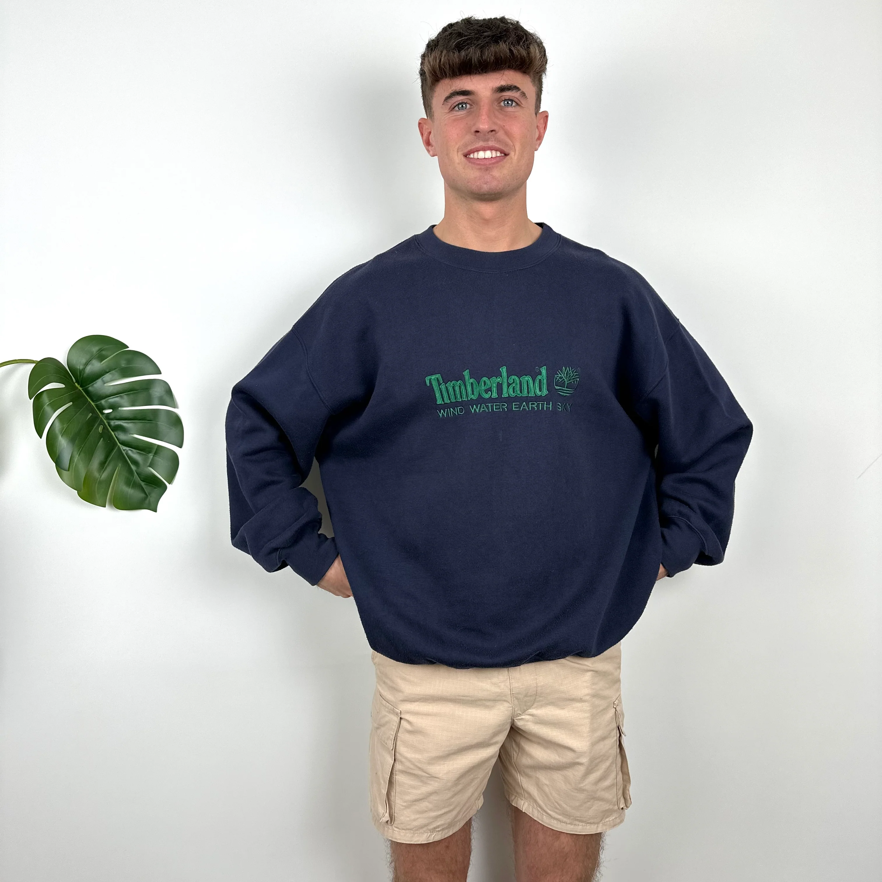 Timberland Navy Embroidered Spell Out Sweatshirt (L) - Image 2