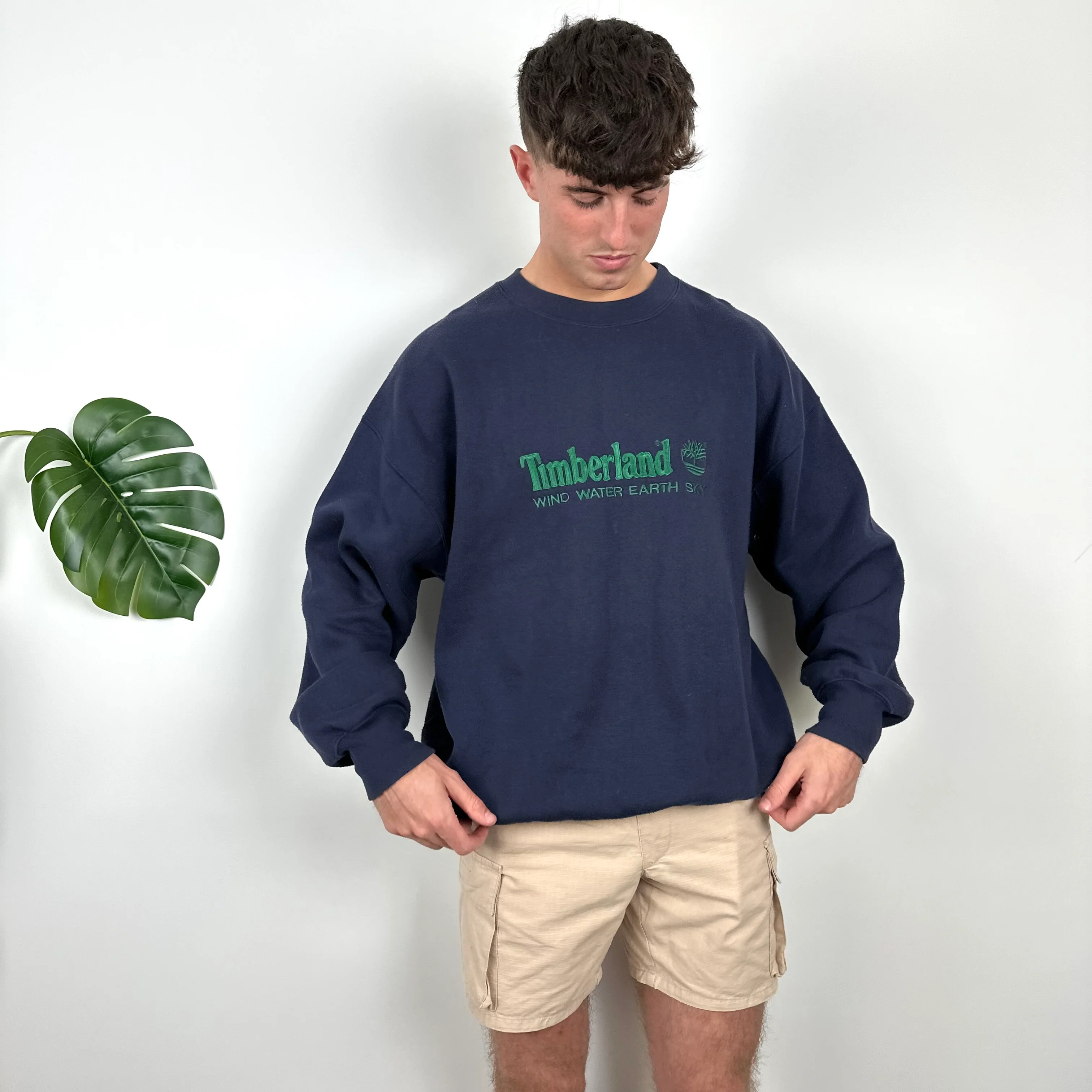 Timberland Navy Embroidered Spell Out Sweatshirt (L) - Image 5