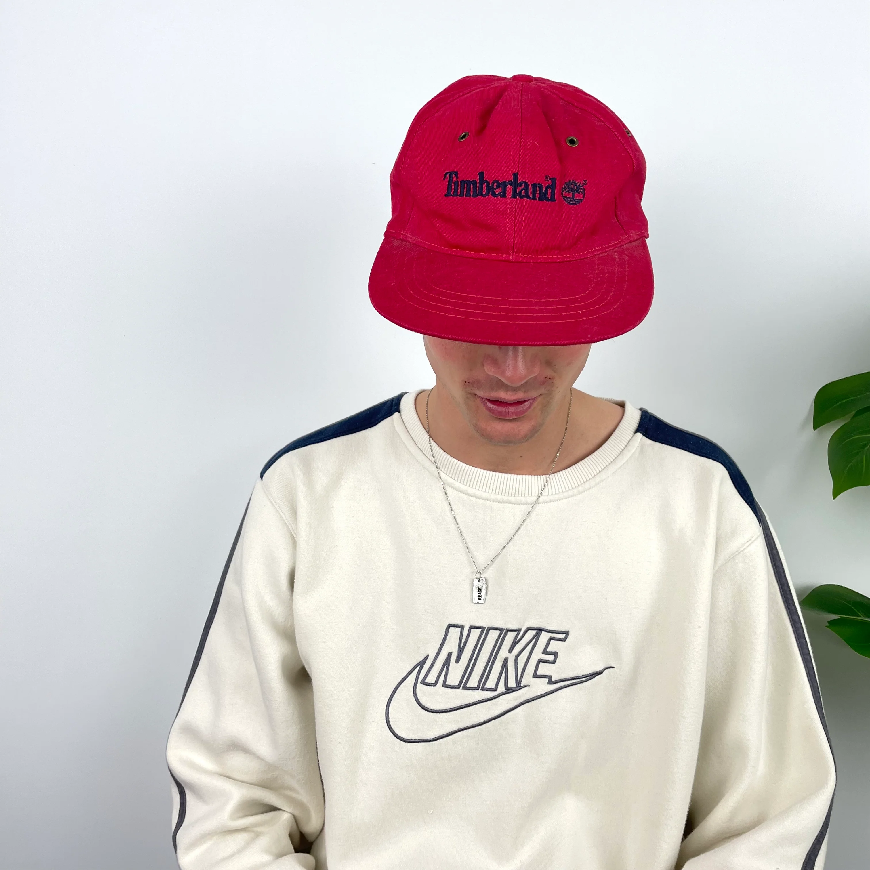 Timberland RARE Red Embroidered Spell Out Cap - Image 3