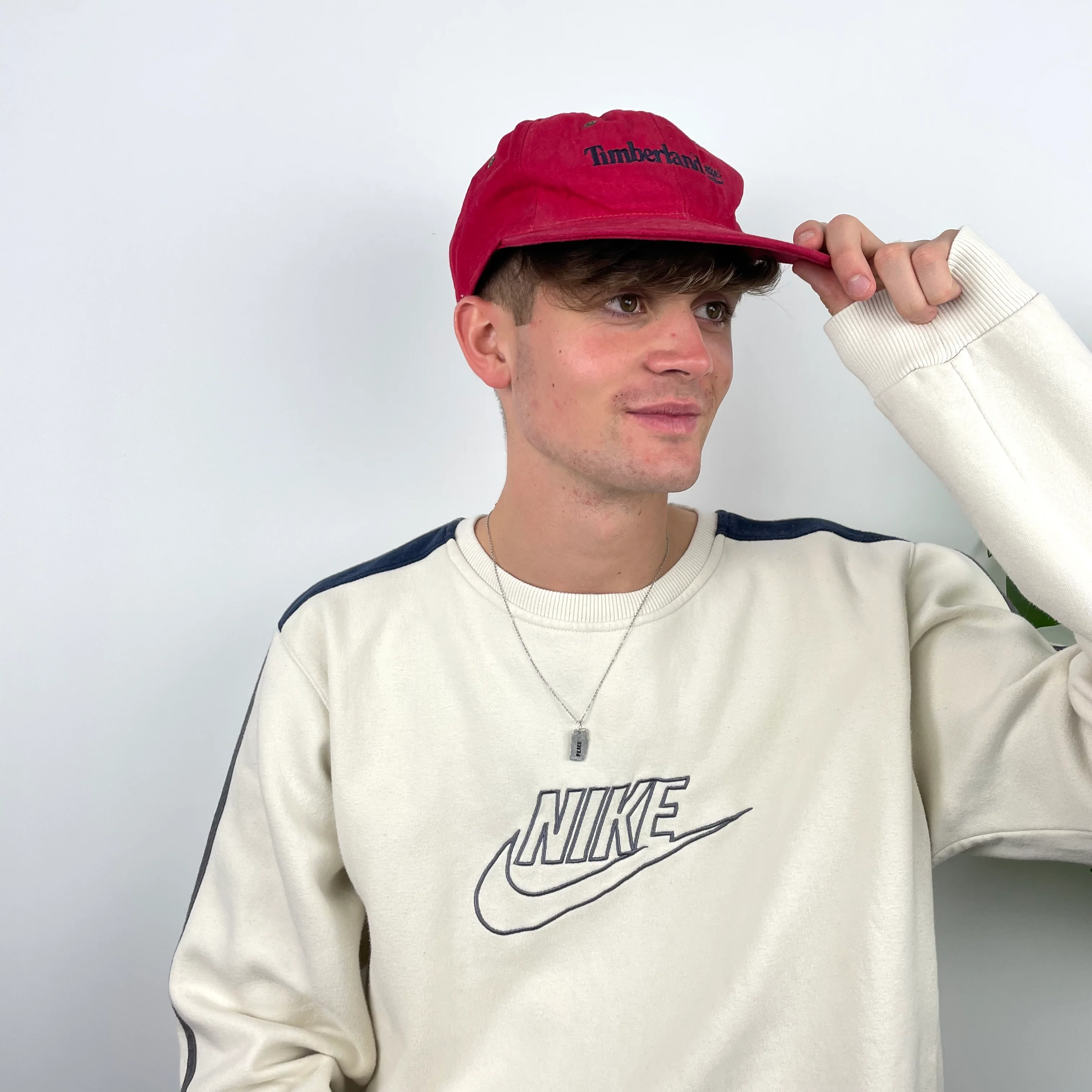Timberland RARE Red Embroidered Spell Out Cap - Image 6