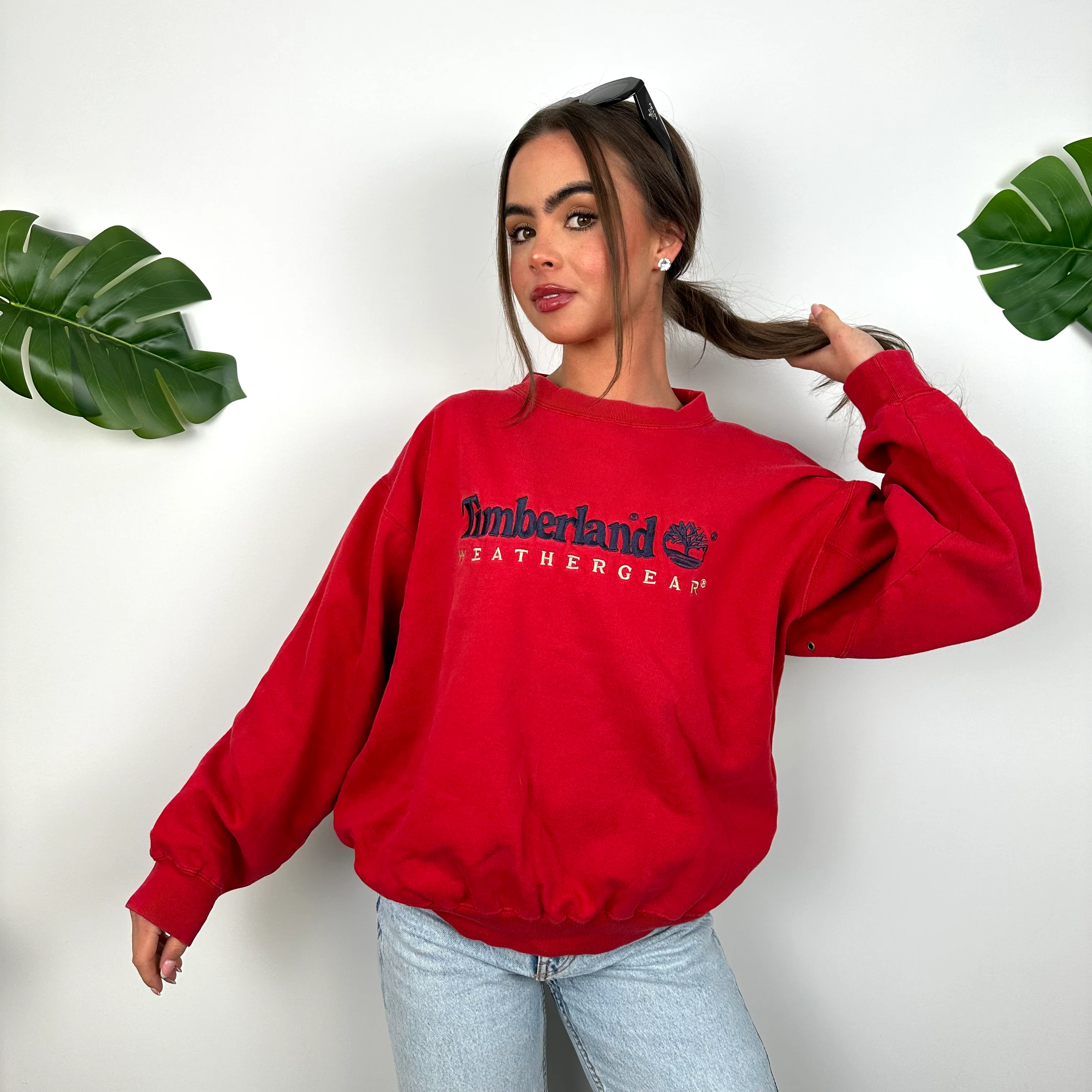 Timberland Red Embroidered Spell Out Sweatshirt (S) - Image 2