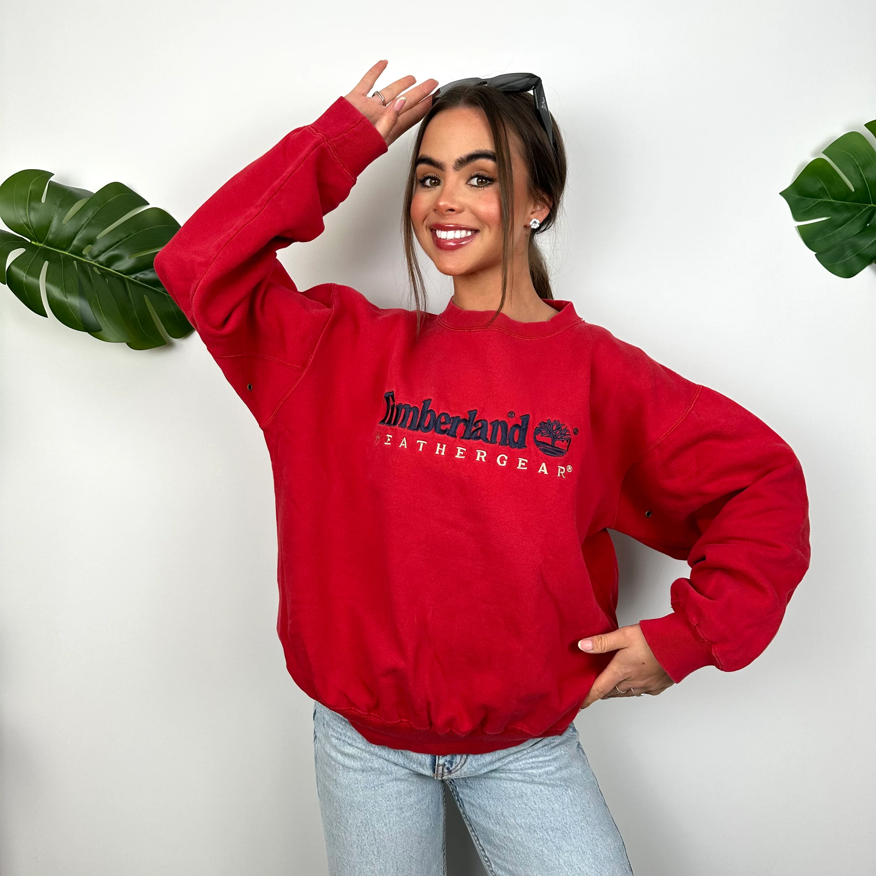Timberland Red Embroidered Spell Out Sweatshirt (S) - Image 3