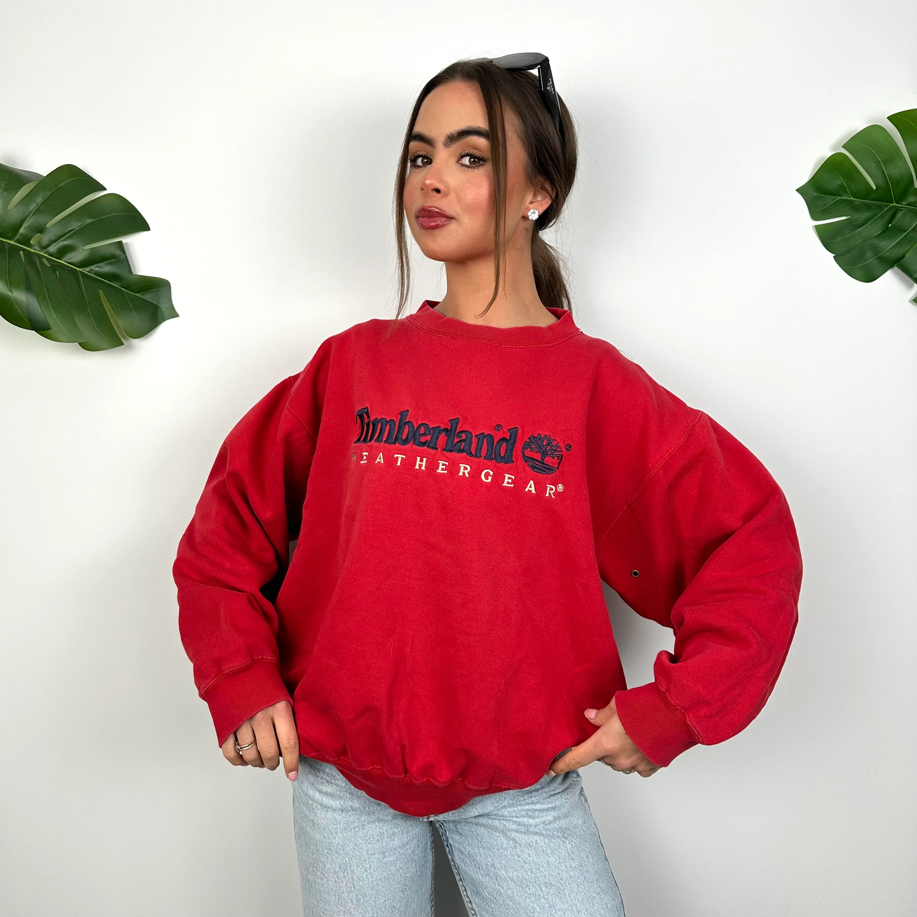 Timberland Red Embroidered Spell Out Sweatshirt (S) - Image 4