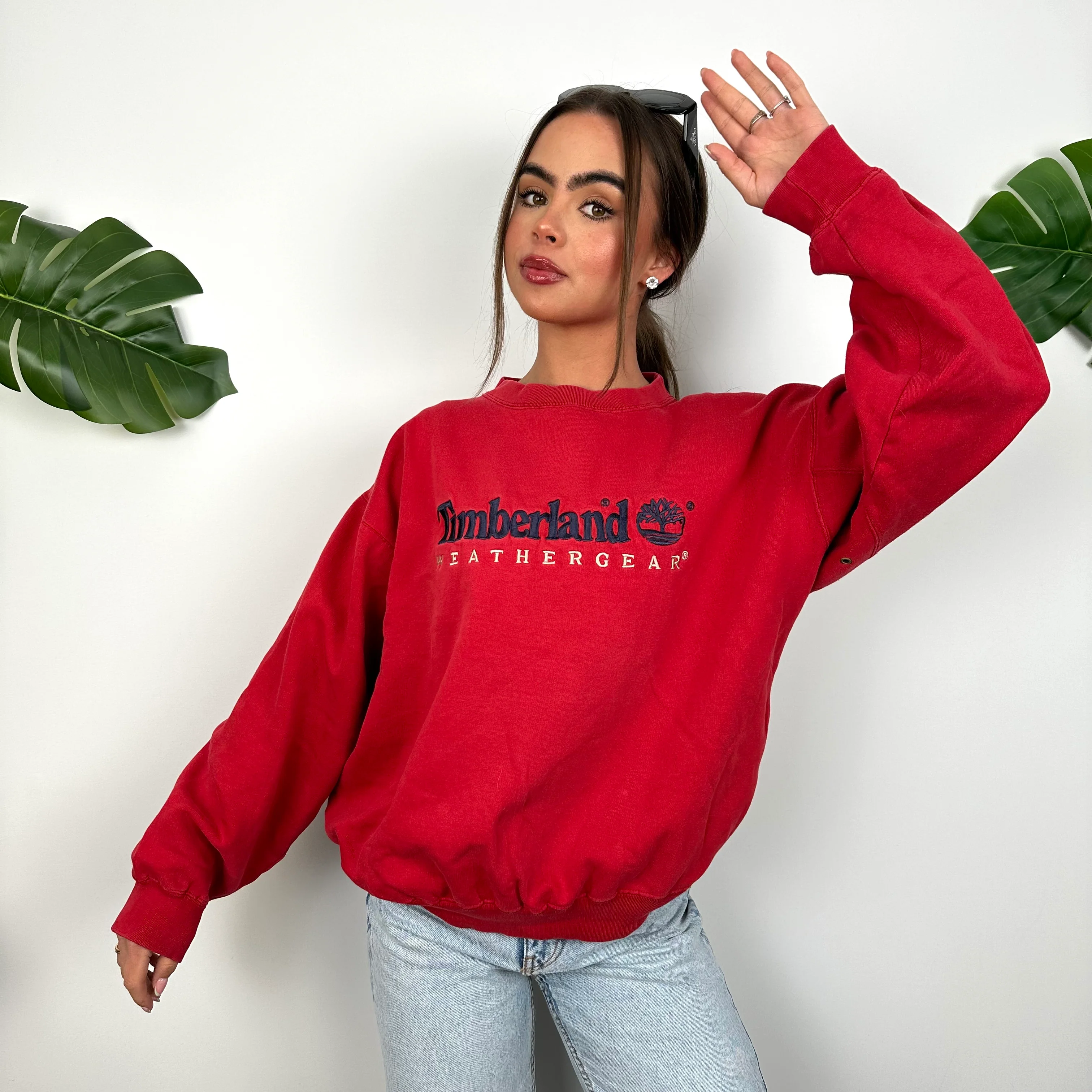 Timberland Red Embroidered Spell Out Sweatshirt (S) - Image 5