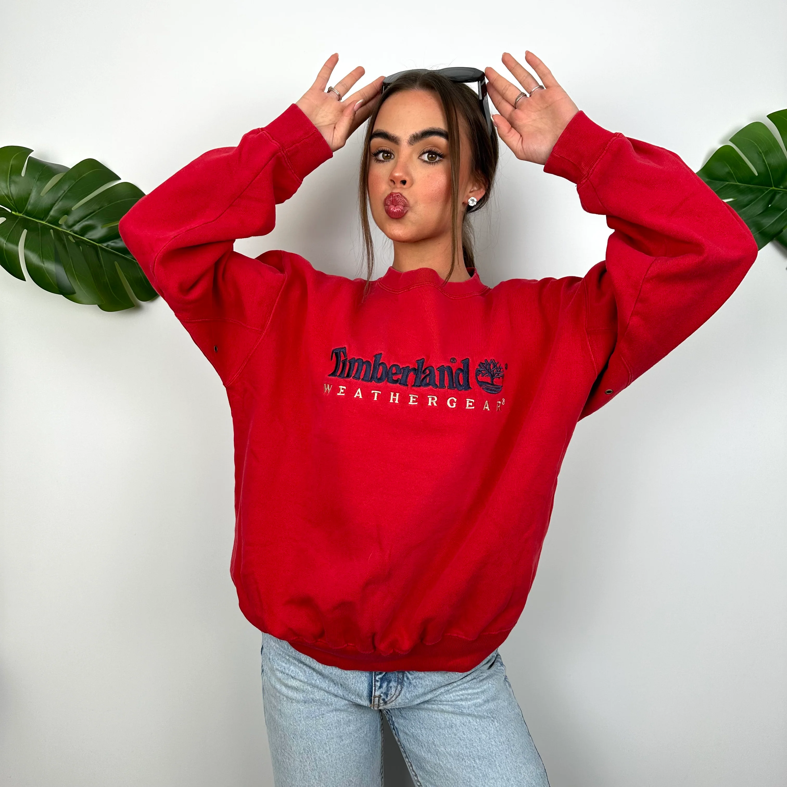 Timberland Red Embroidered Spell Out Sweatshirt (S) - Image 6