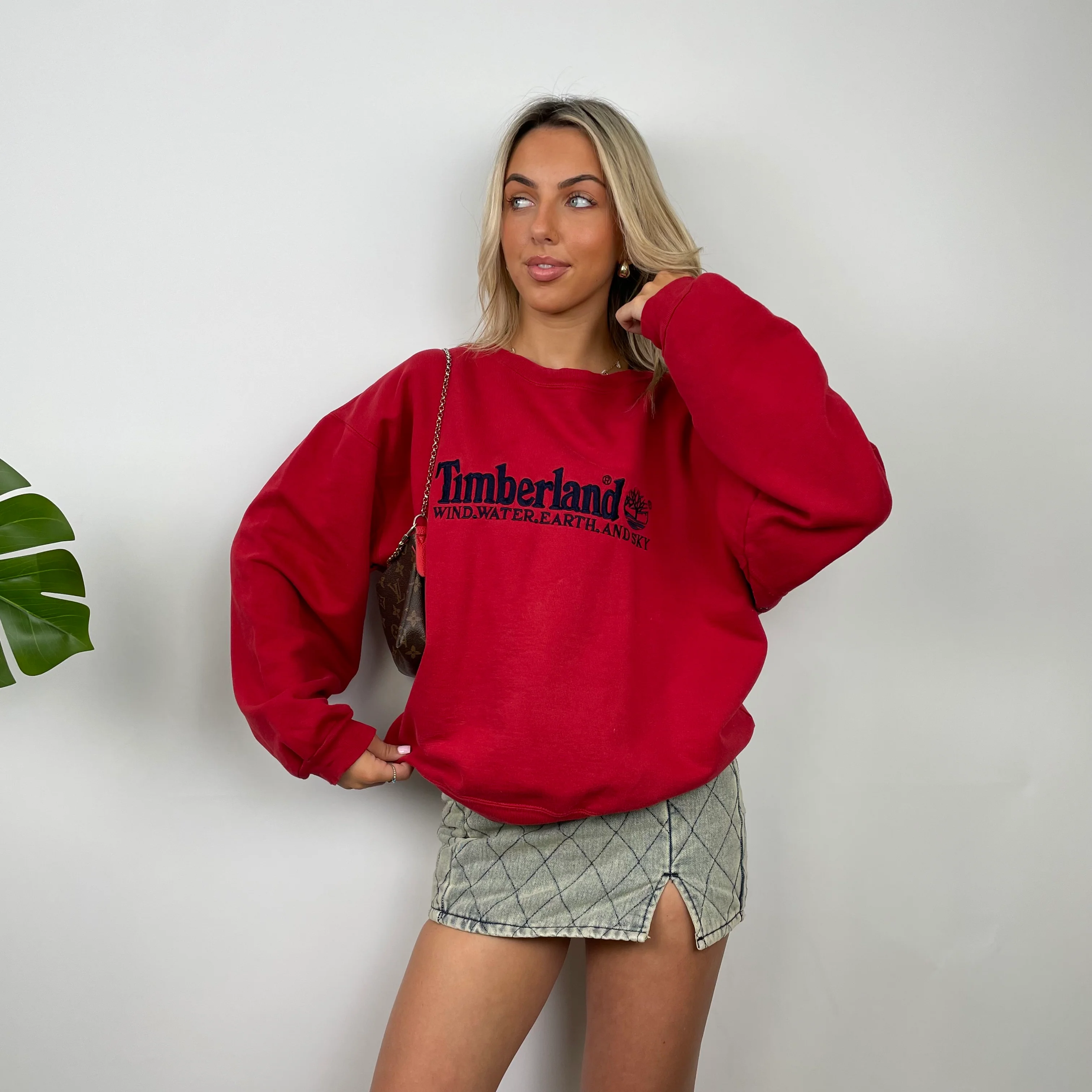 Timberland Red Embroidered Spell Out Sweatshirt (S) - Image 2