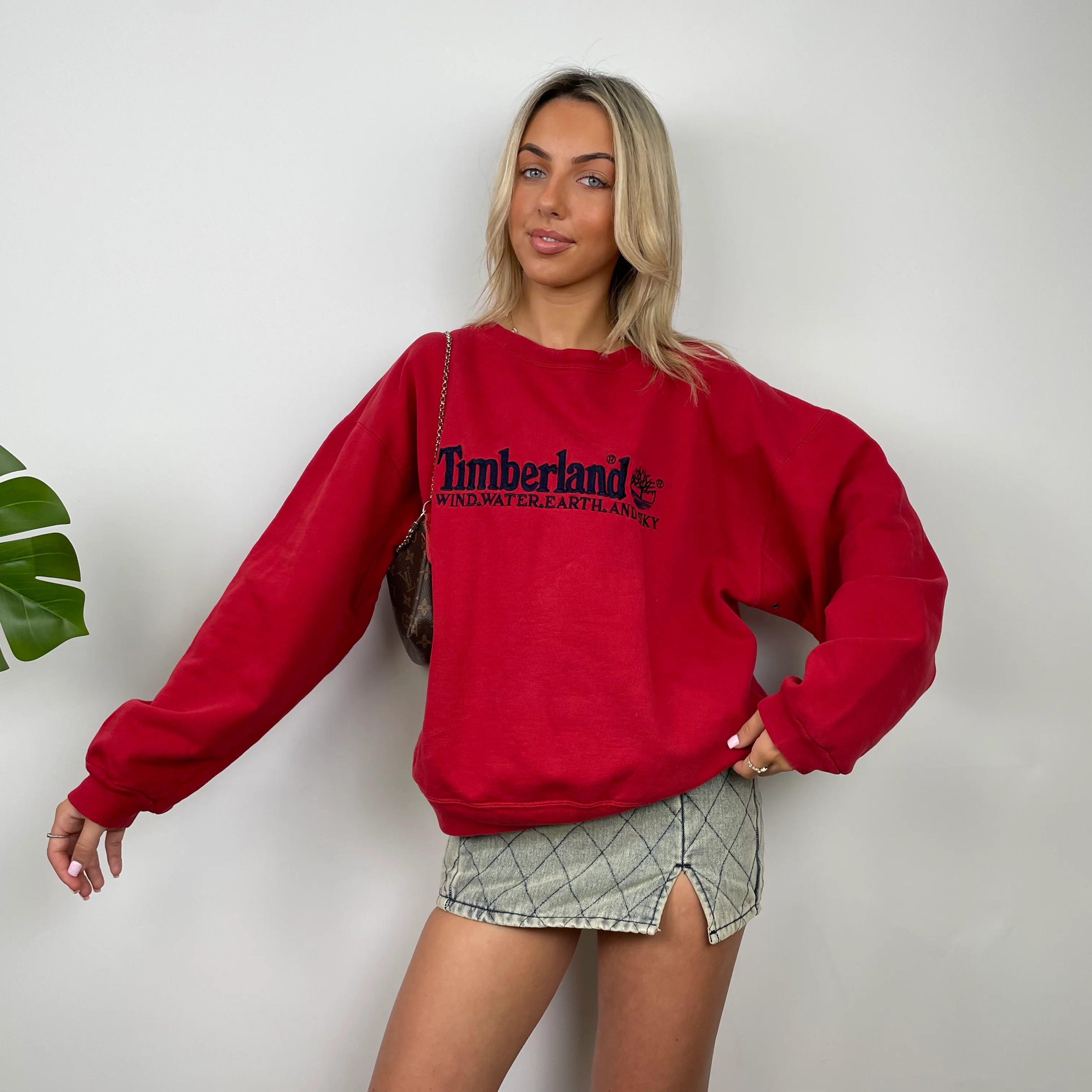 Timberland Red Embroidered Spell Out Sweatshirt (S) - Image 3