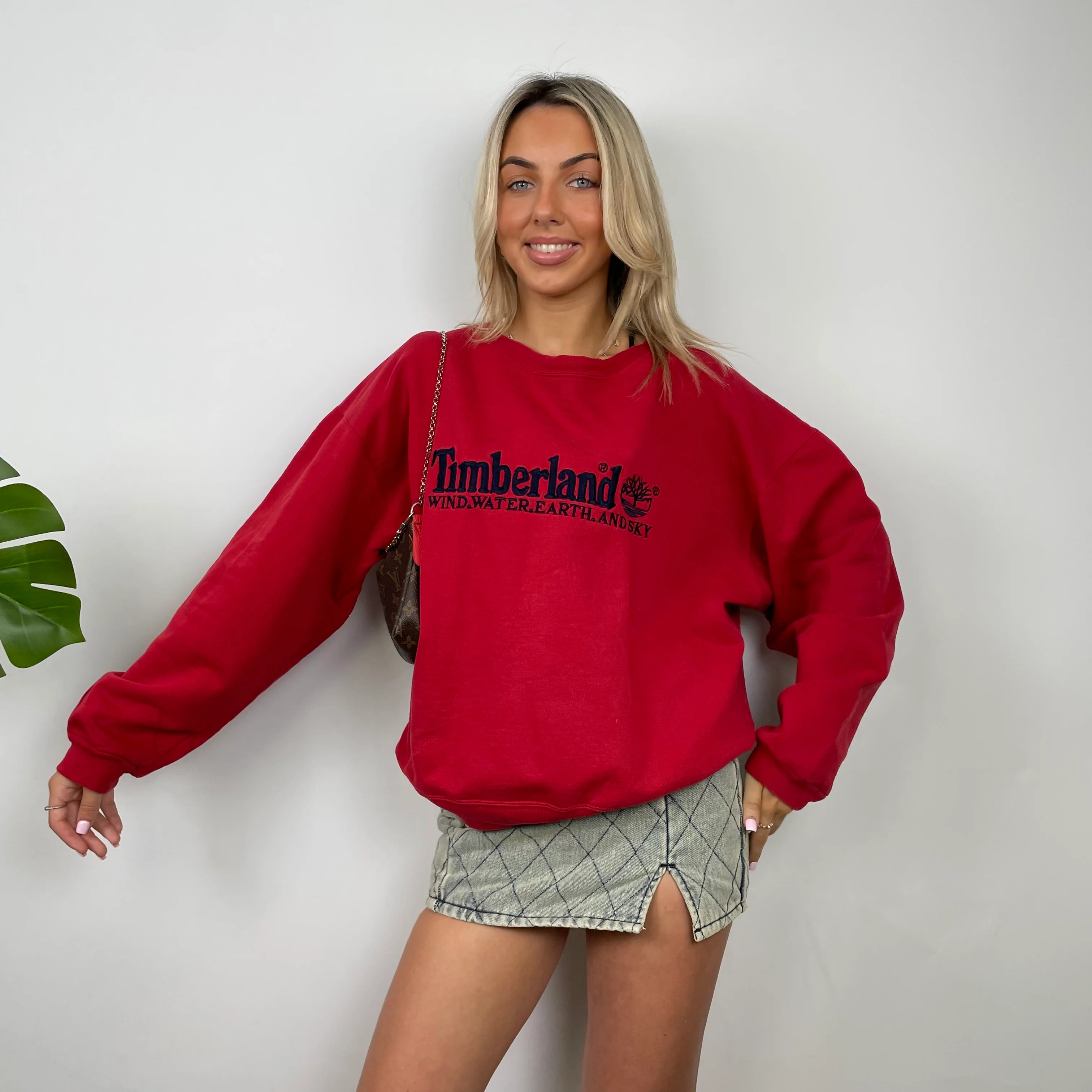 Timberland Red Embroidered Spell Out Sweatshirt (S) - Image 4