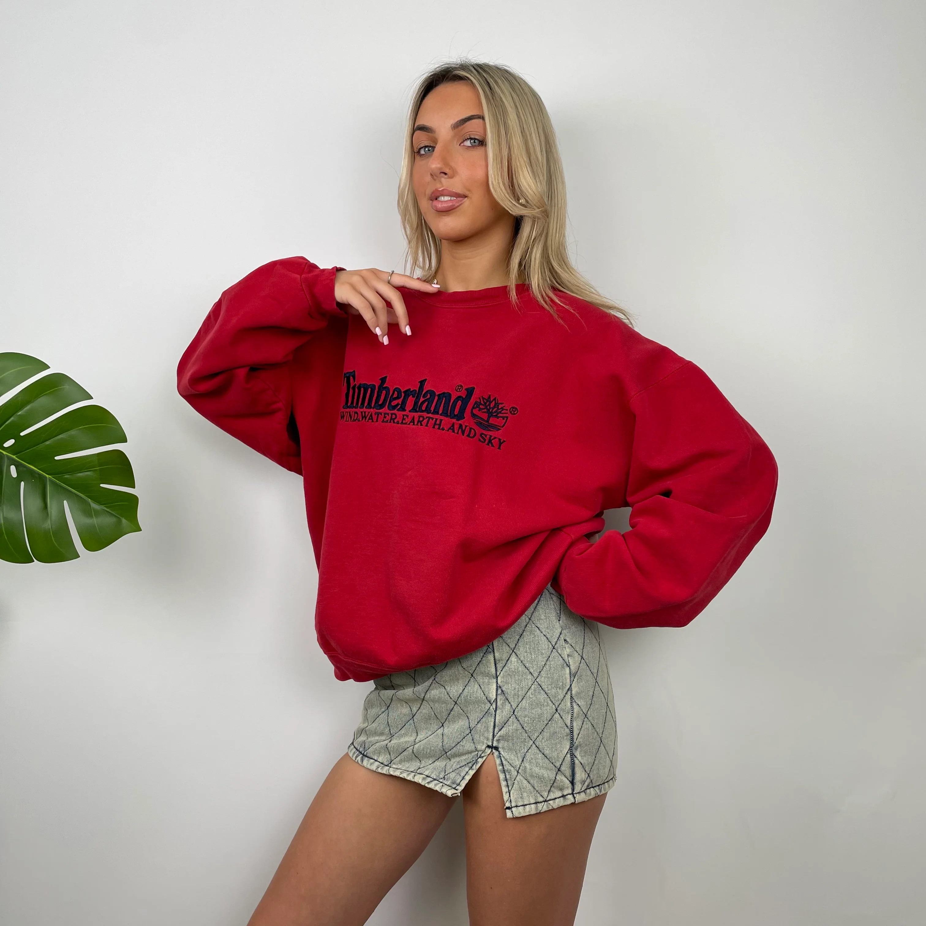 Timberland Red Embroidered Spell Out Sweatshirt (S) - Image 7