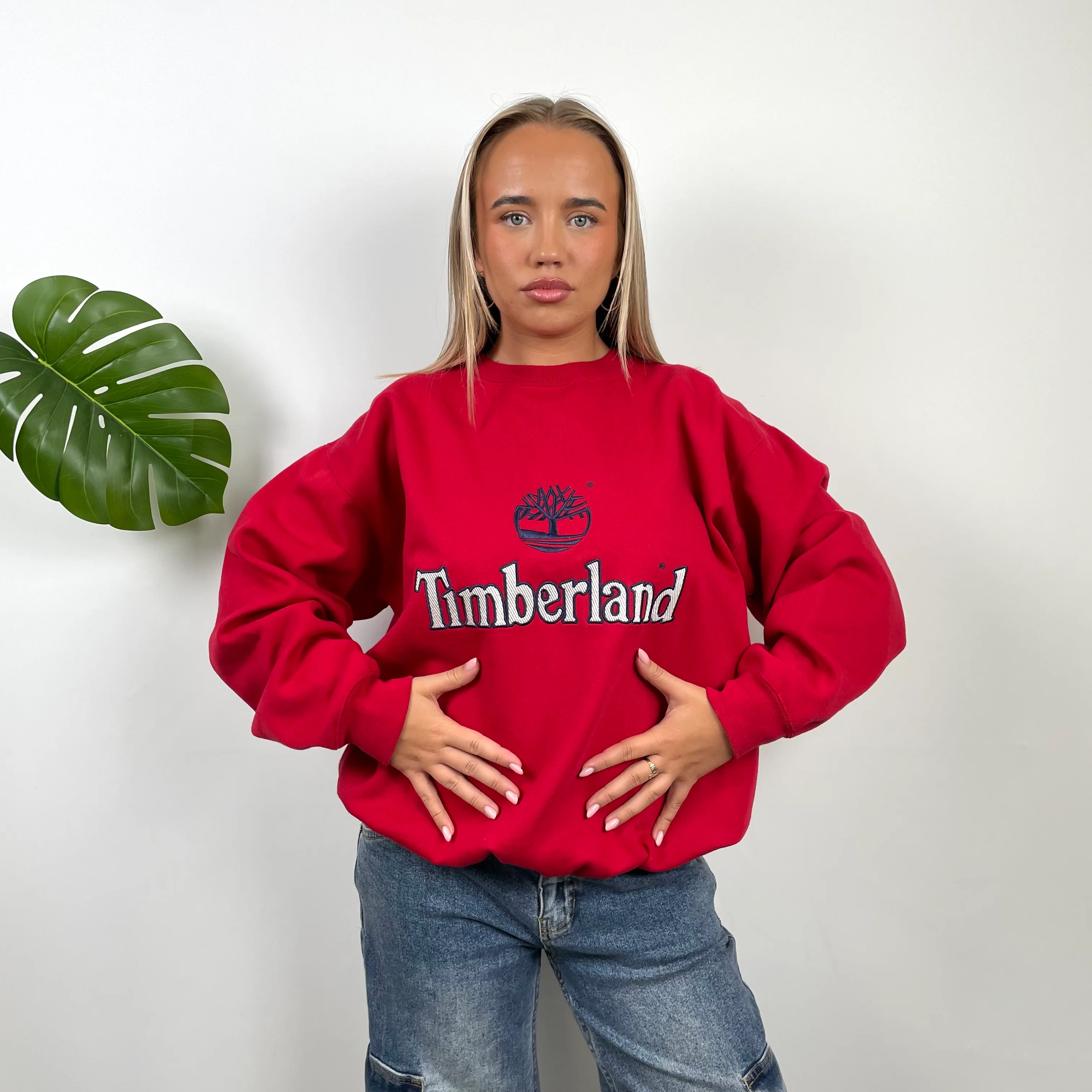 Timberland Red Embroidered Spell Out Sweatshirt (M) - Image 2