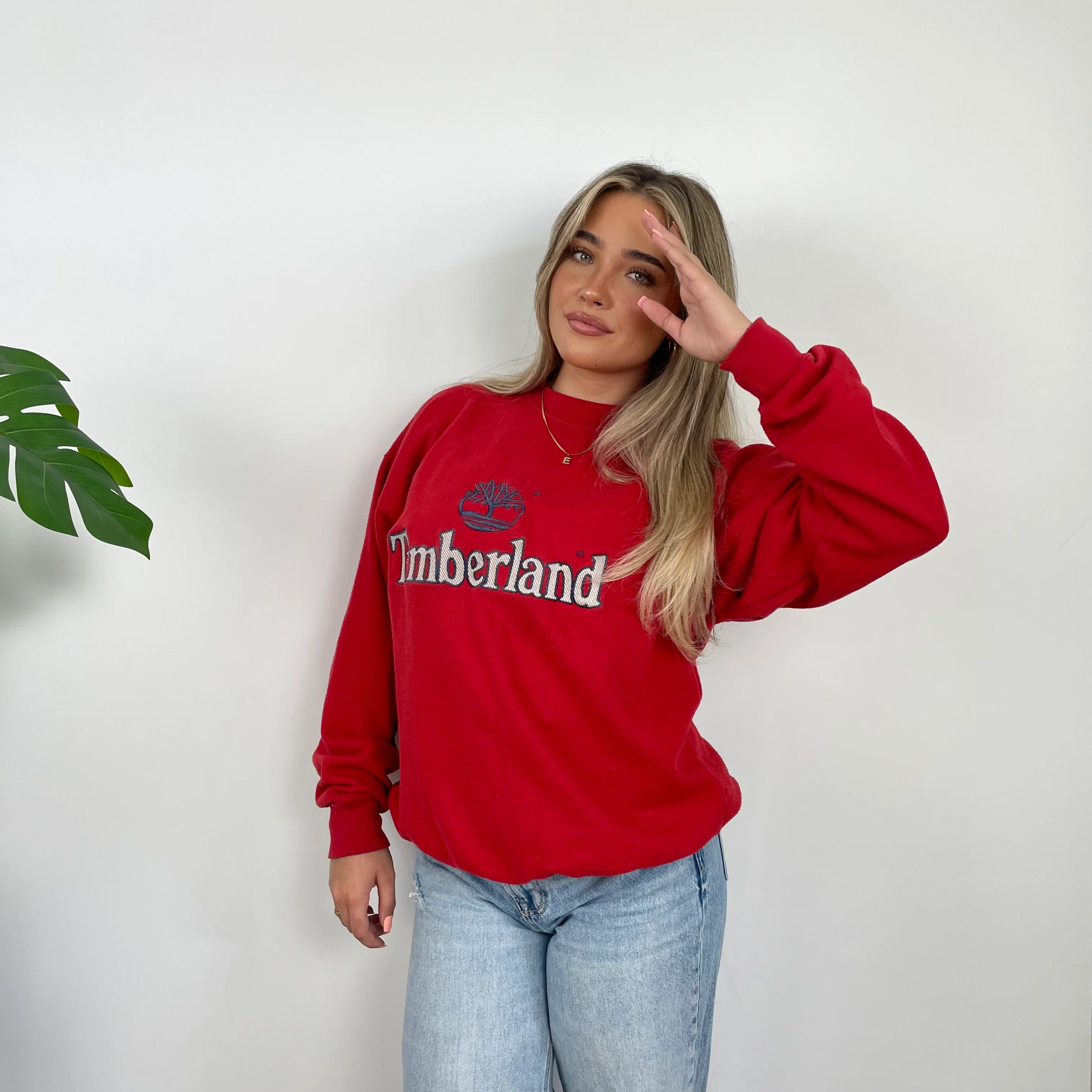 Timberland Red Embroidered Spell Out Sweatshirt (M) - Image 3