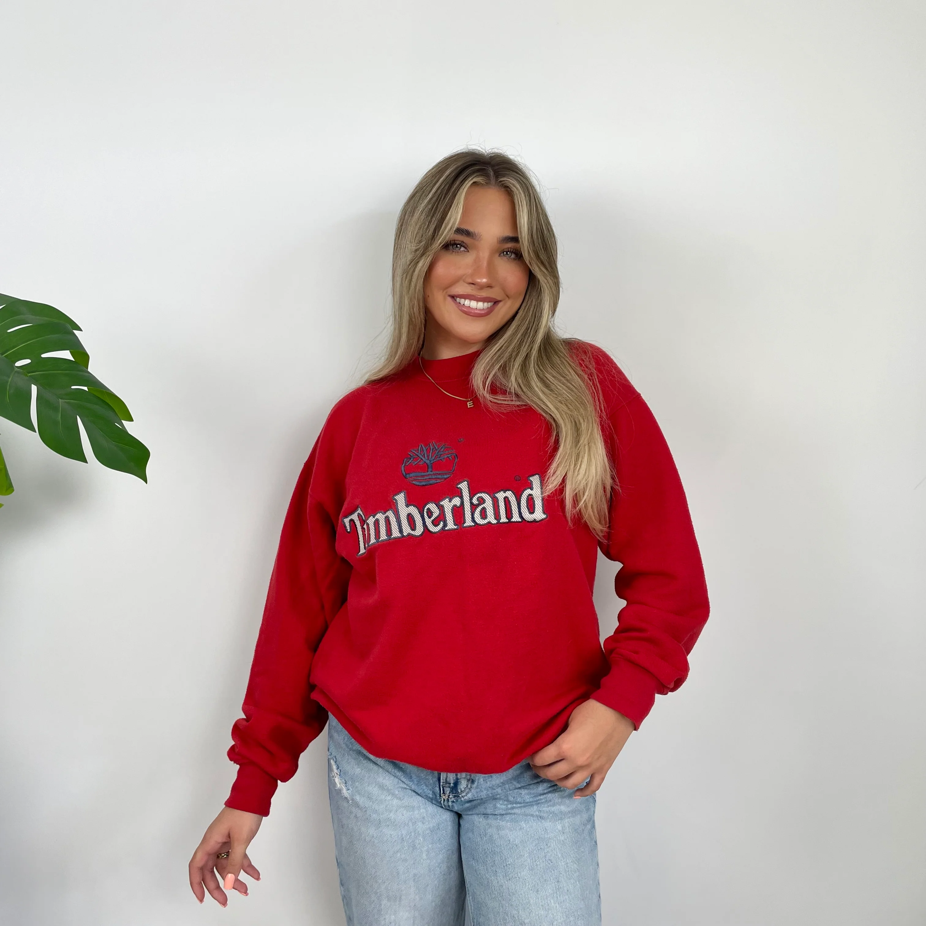 Timberland Red Embroidered Spell Out Sweatshirt (M) - Image 4