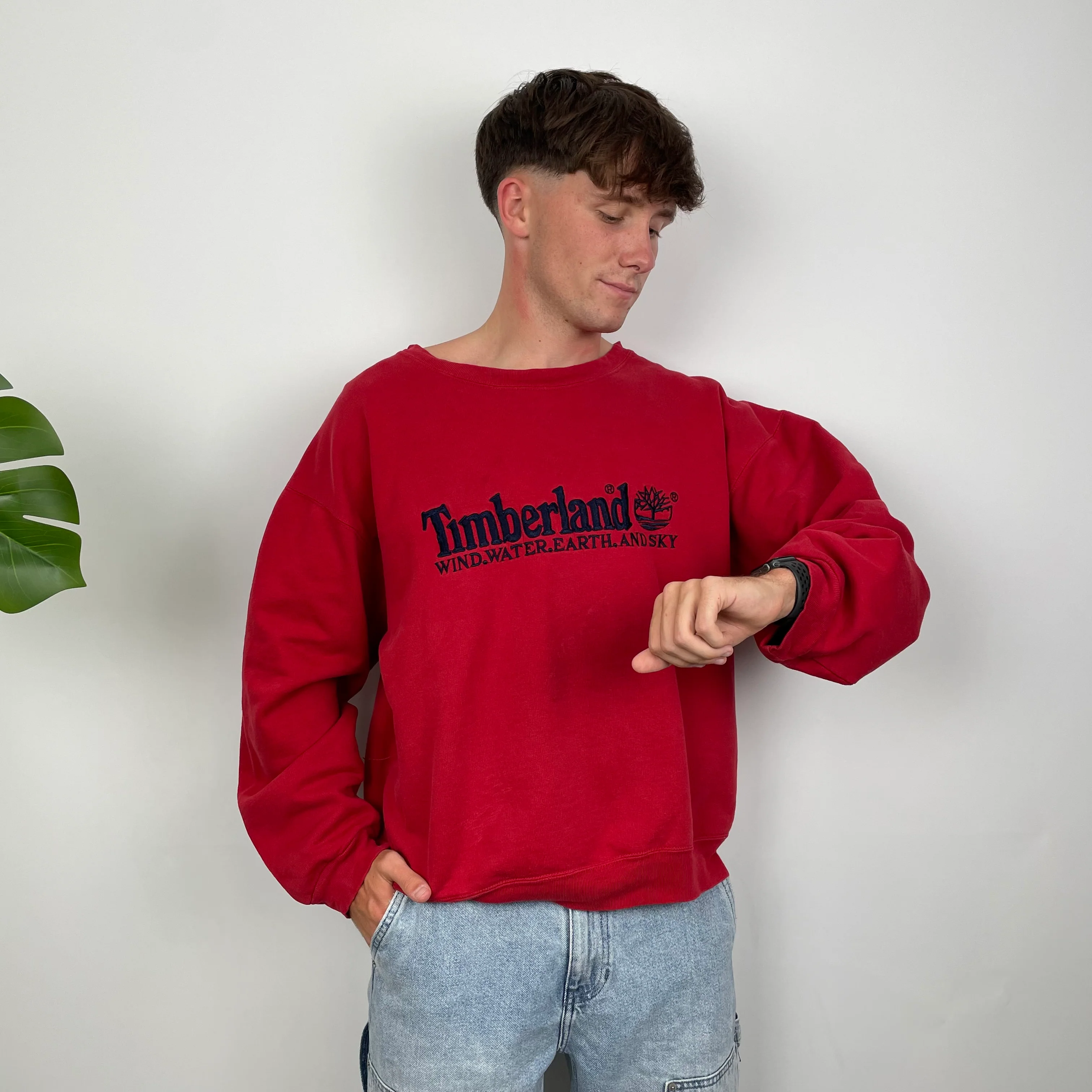 Timberland Red Embroidered Spell Out Sweatshirt (S) - Image 3