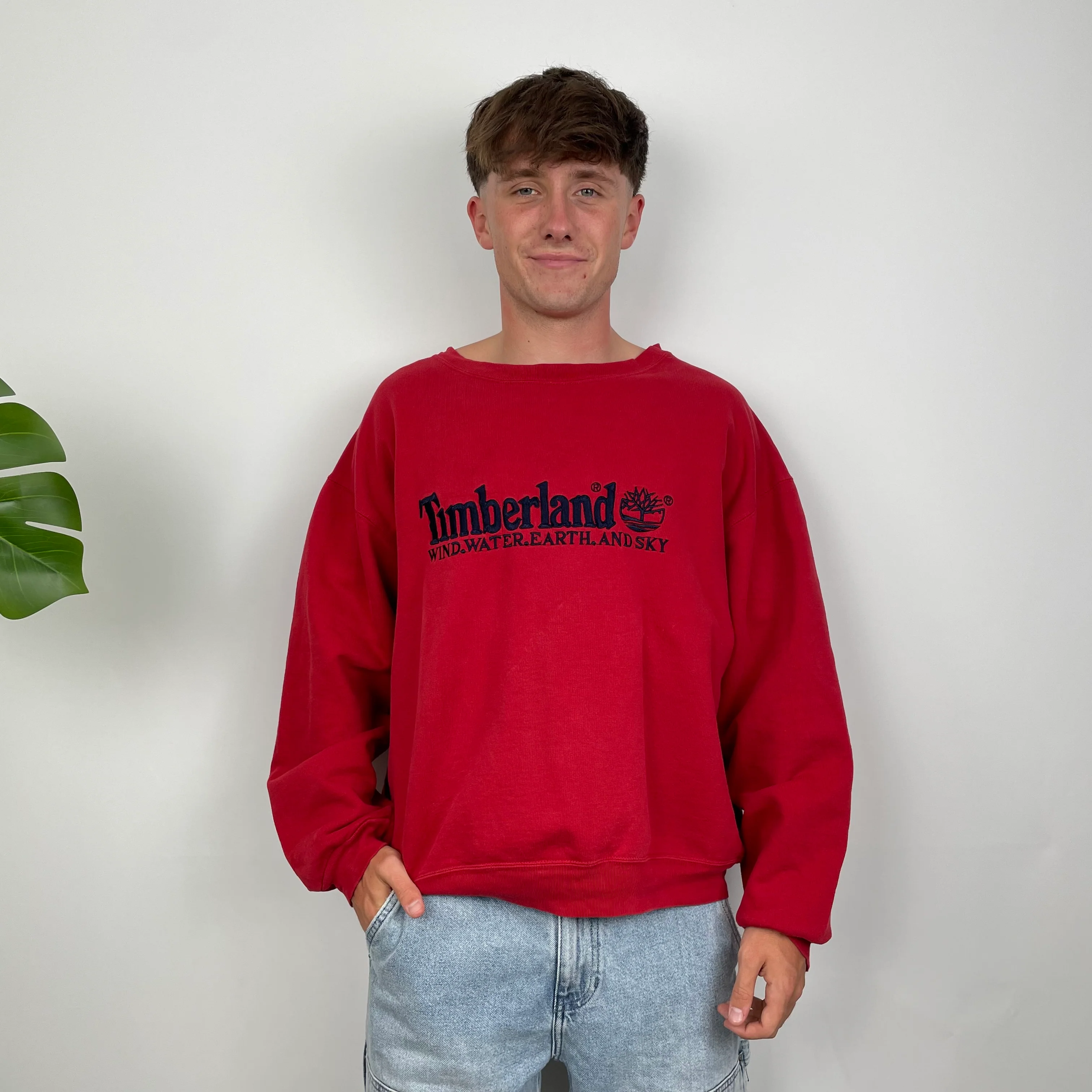 Timberland Red Embroidered Spell Out Sweatshirt (S) - Image 7